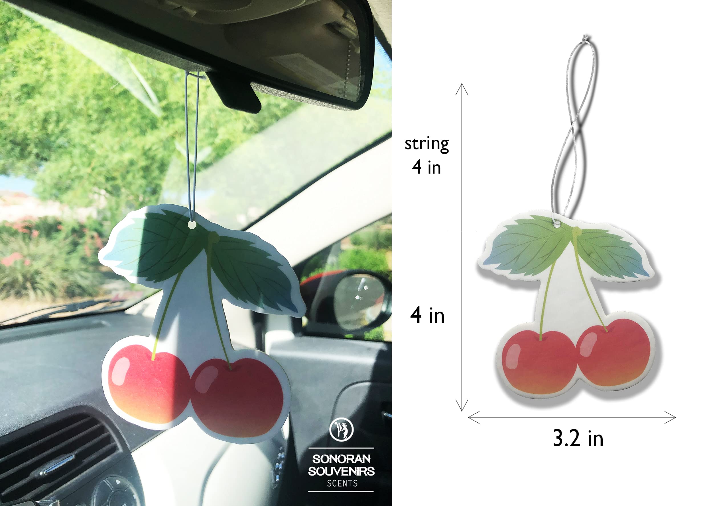 (Pack of 4) Fruity Fruit Air Fresheners - Automotive Accessory - Car Hanging Air Fresheners (Cherry)