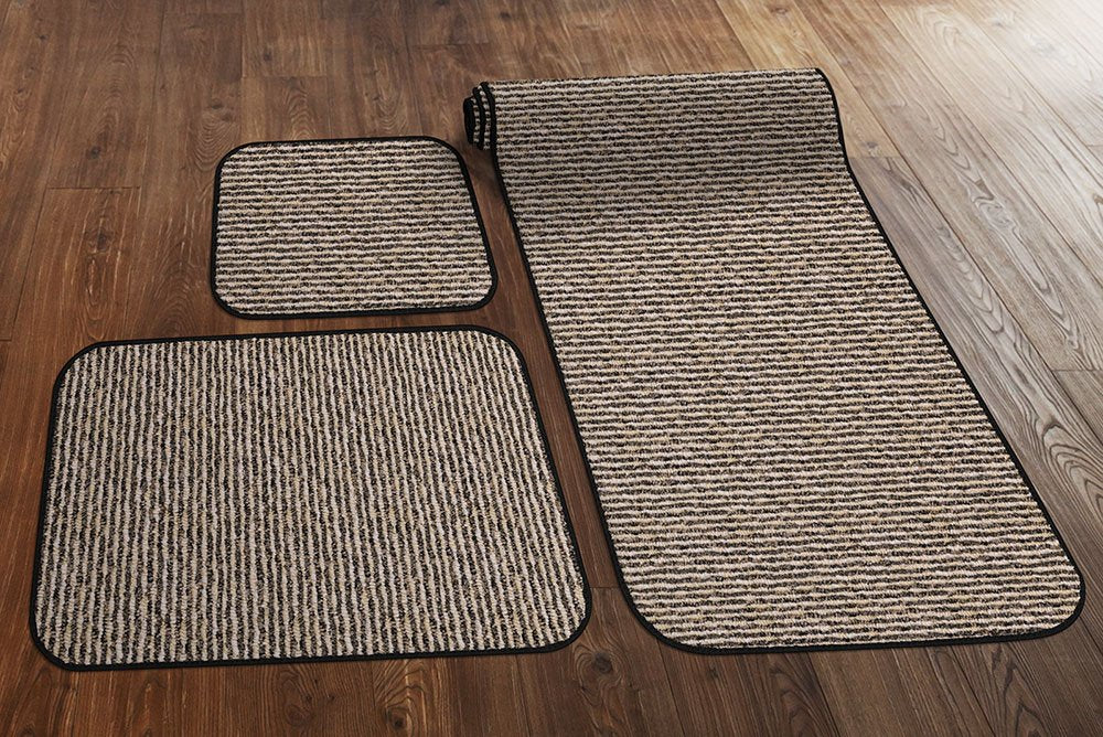 Prest-O-Fit Decorian 3 Piece Rv Rug Set Peppercorn Black