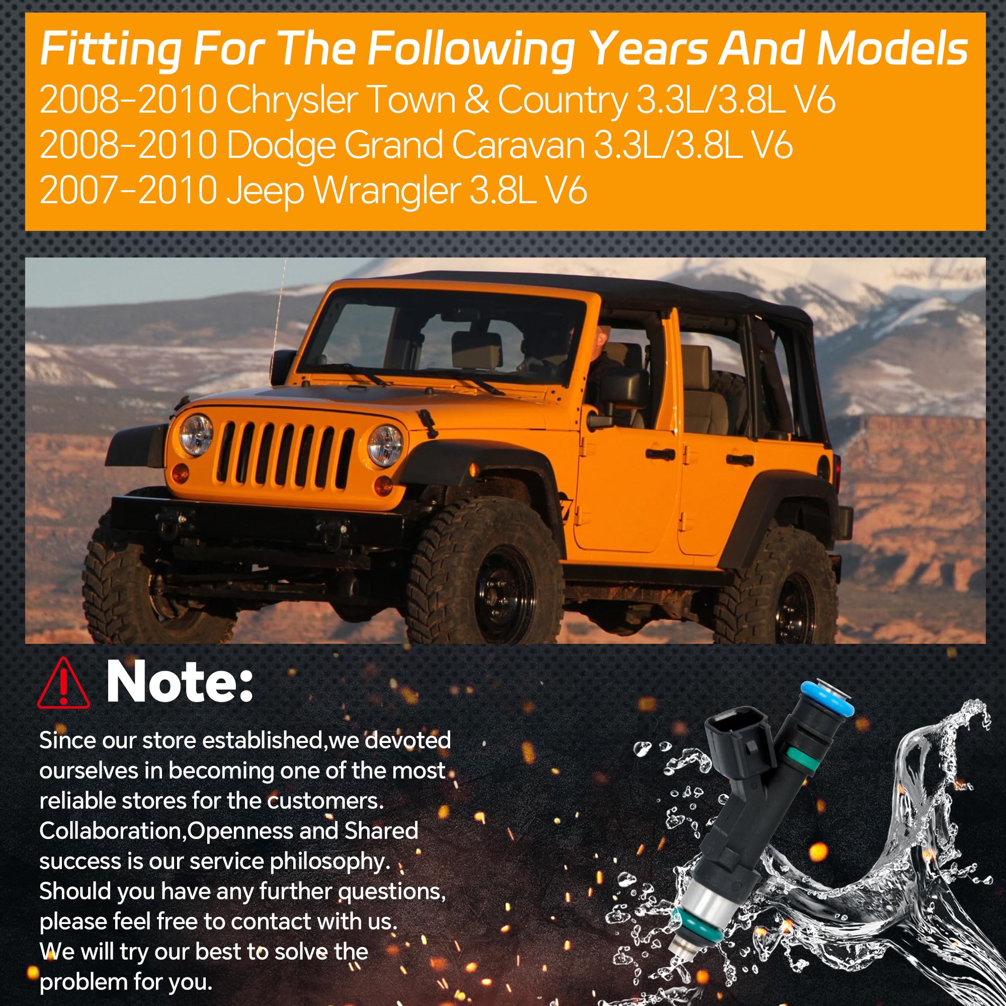 AdvanEX Fuel Injector 4 Holes Compatible with Chrysler Town & Country 3.3L 3.8L 2008-2010; Dodge Grand Caravan 3.3L 3.8L 2008-20