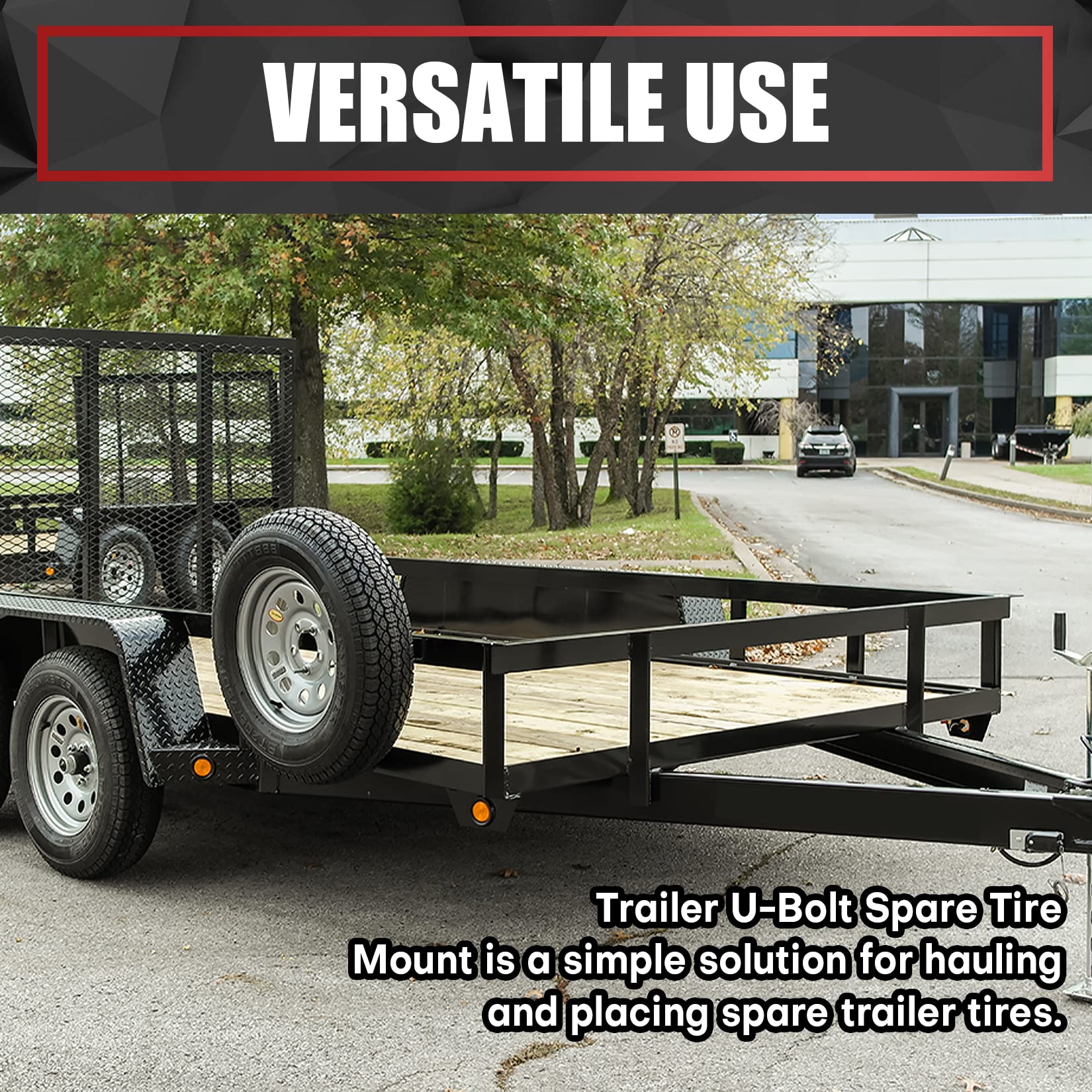 VIAGL U-Bolt Trailer Spare Tire Bracket, Spare Tire Carrier Galvanized Threaded Spare Tire Mount Bracket Side Mount 4 or 5 Lugs