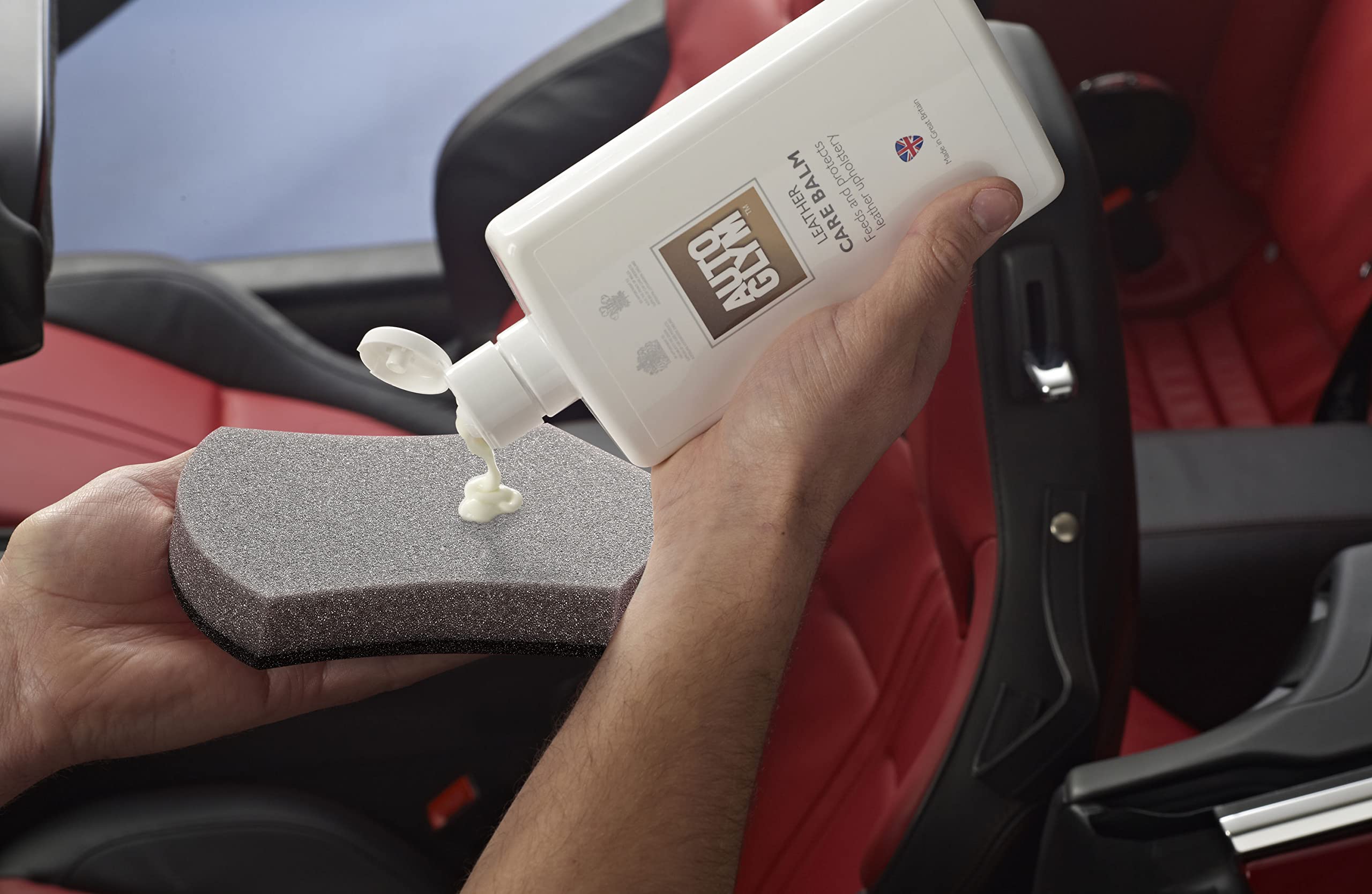 Autoglym Leather Care Balm - 500ml, Beige, Feeds & Protects Car & Motorcycle Leather Upholstery, Model LCB500