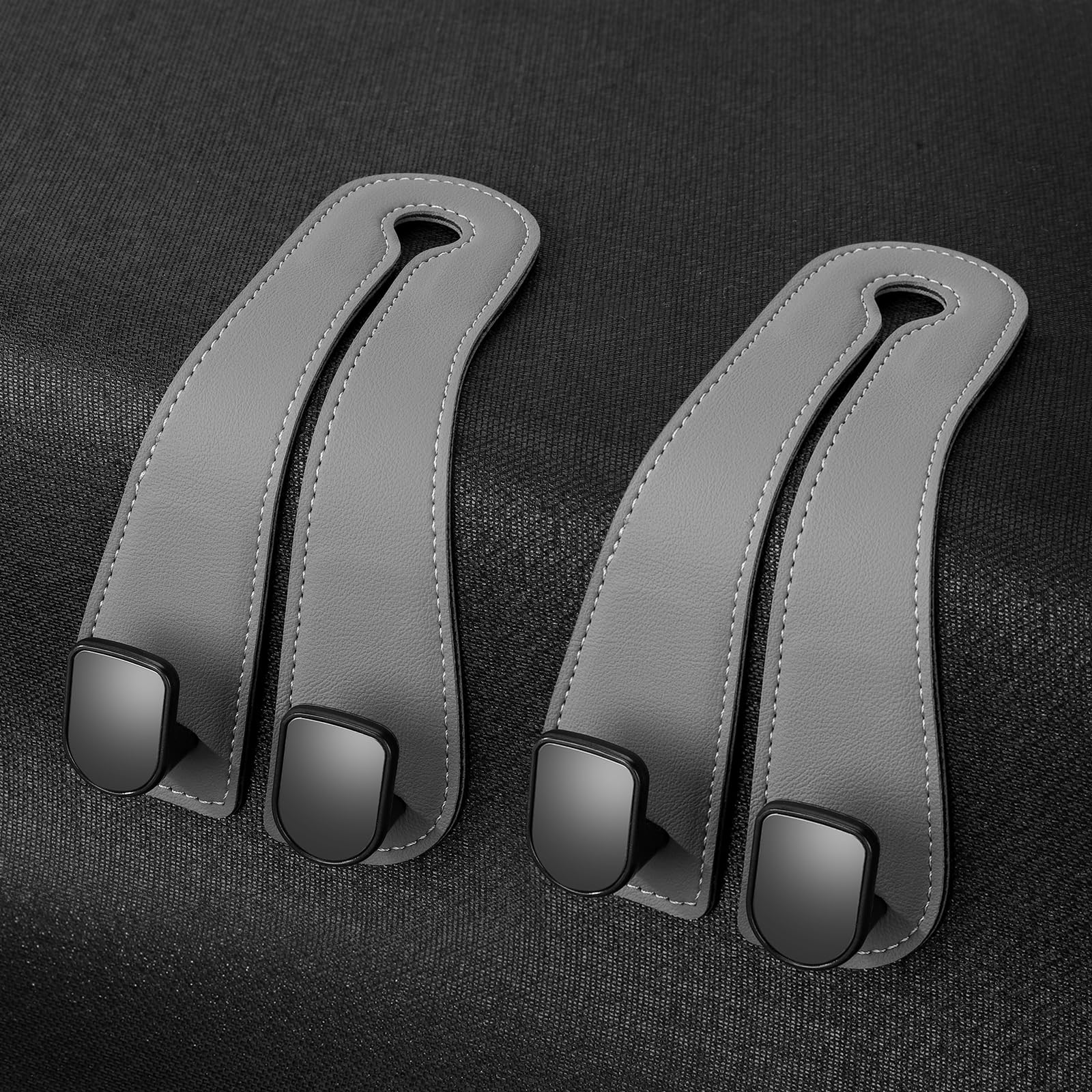 JOJOY LUX 2025 Automotive Seat Back Hooks,Leather Car Seat Hooks,Dual Headrest Organizer Hangers for Purses, Bags & Phones, 2 in