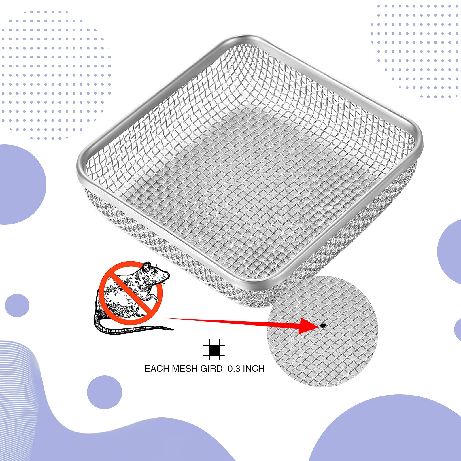 Flying Animal Screen Rv Furnace Vent Cover 4.5 X 4.5 X 1.3 Inches Stainless Steel Mesh With Installation Tool And 16.9 Inches Si