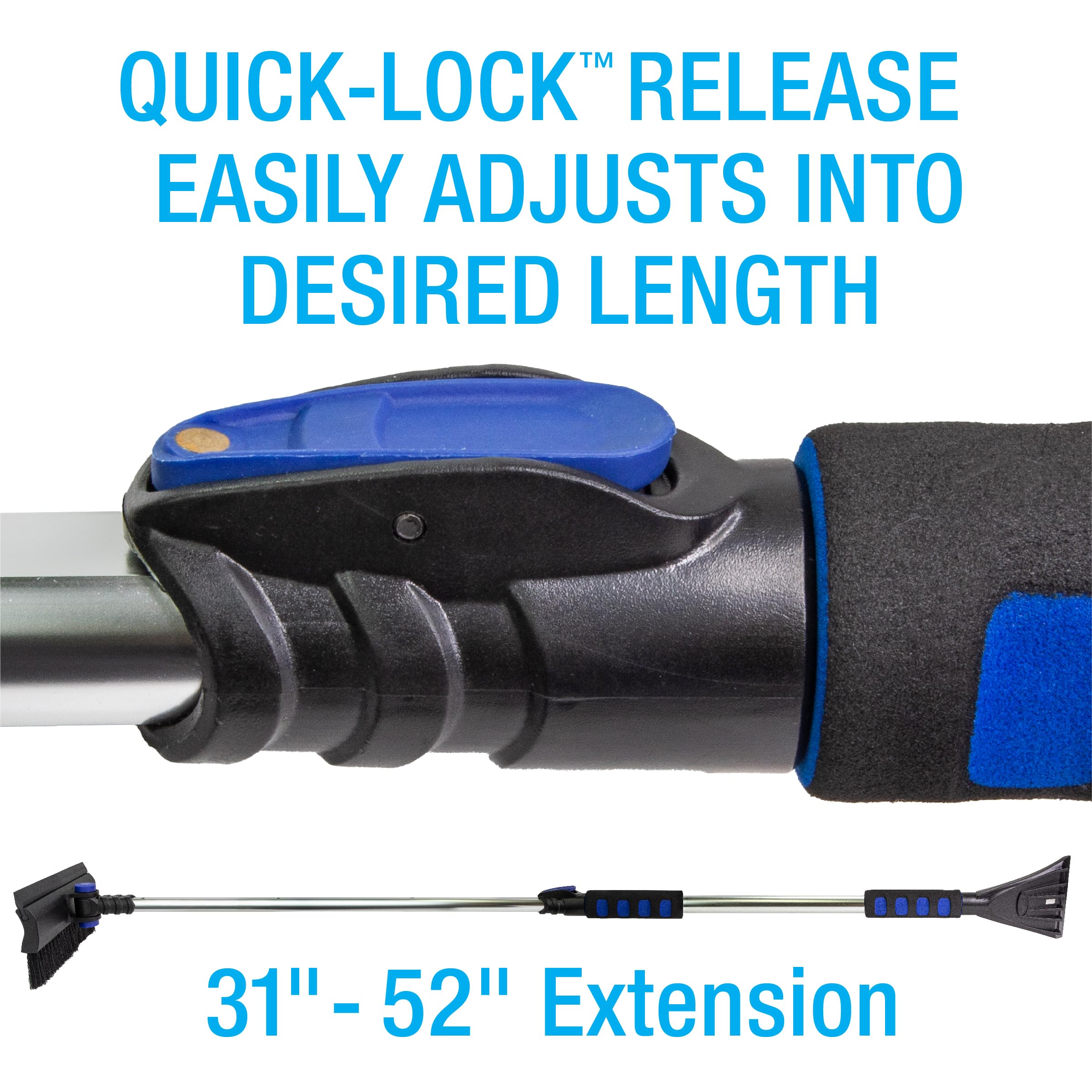 Subzero 80052 52'' Extension Quick-Release Handle Ice Scraper And Pivoting Snow Broom (Colors May Vary)