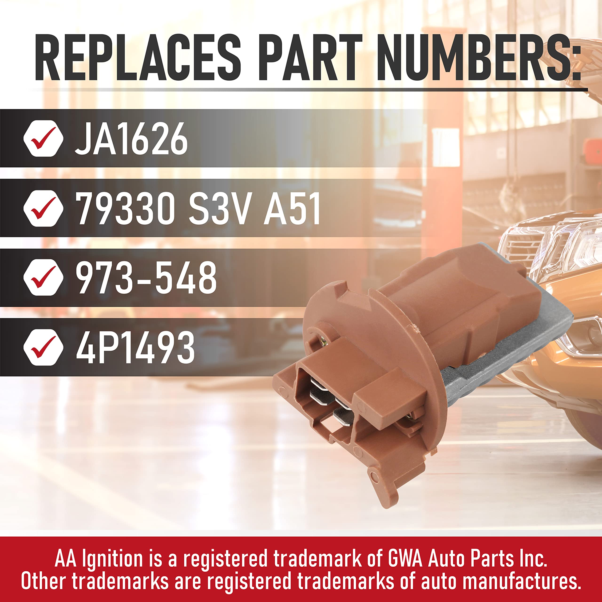 Rear Hvac Blower Motor Resistor - Replaces Ja1626, 79330 S3V A51, 973-548, 4P1493, 79330S3Va51 - Compatible With Honda Pilot 200
