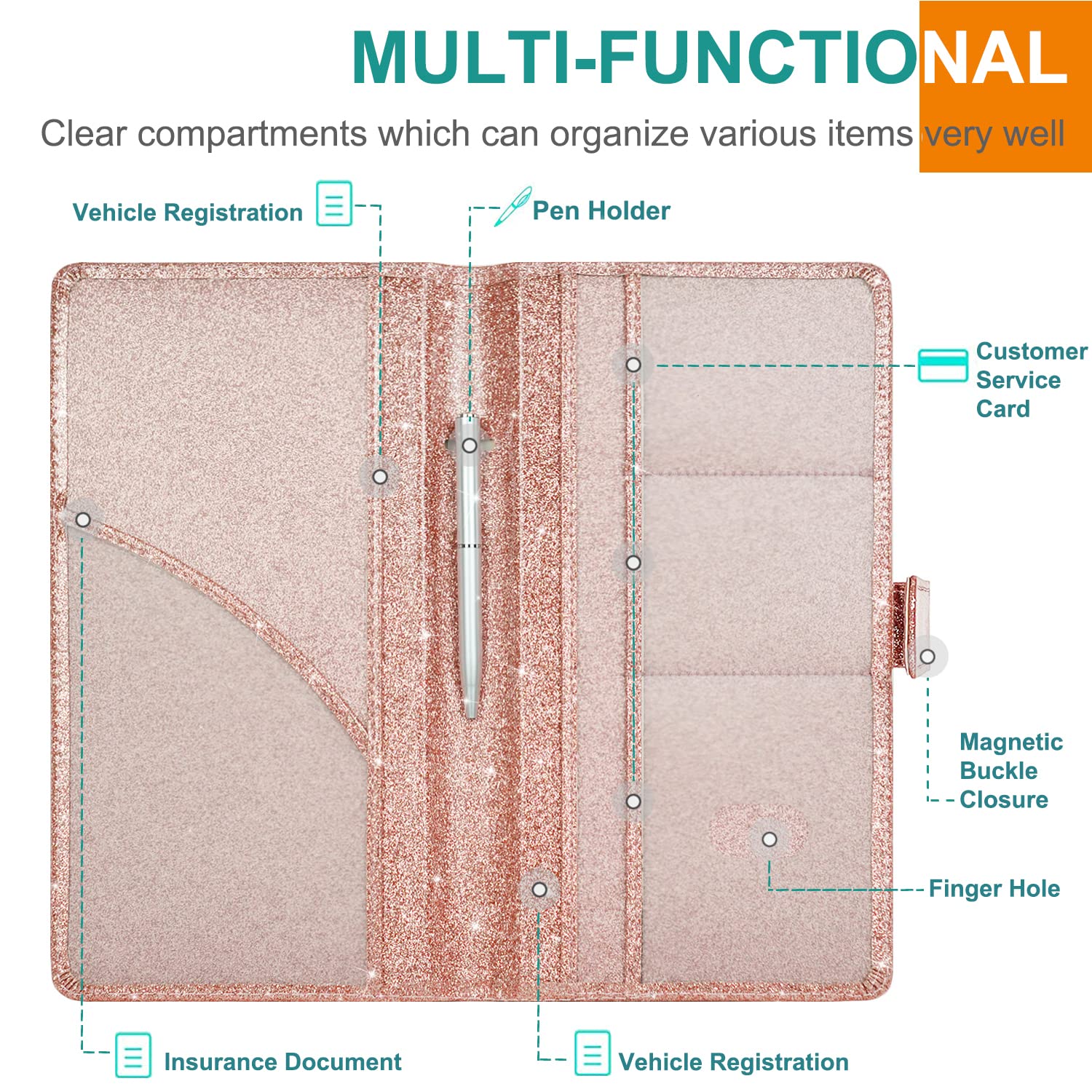 Rsaquar Car Registration And Insurance Holder, Vehicle Car Glove Box Organizer, Cool Car Accessories For Id, Driver License Card