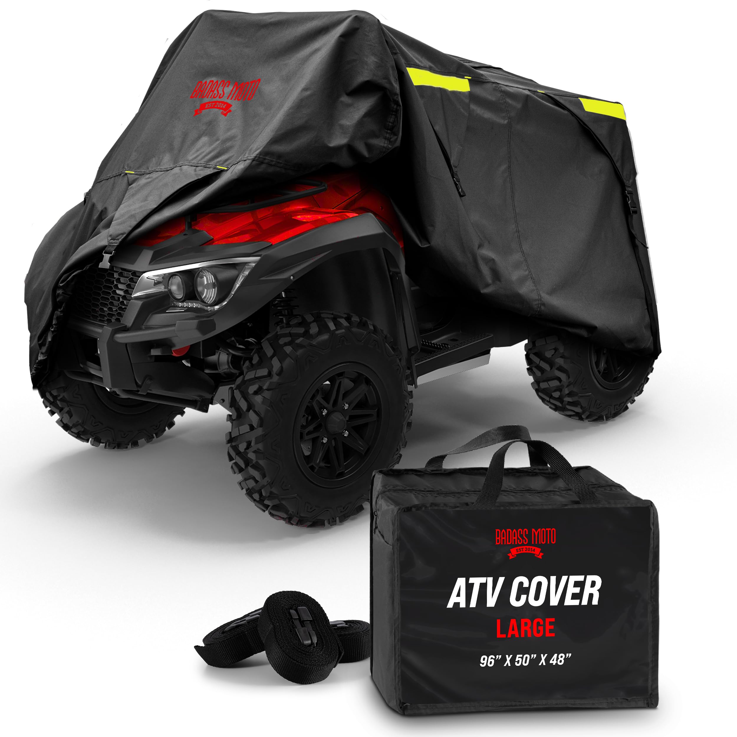 Badass Moto Ultimate ATV Cover Waterproof Outdoor Heavy Duty Storage. Durable 4 Wheeler Covers All Weather Rain Sun Snow. Four W