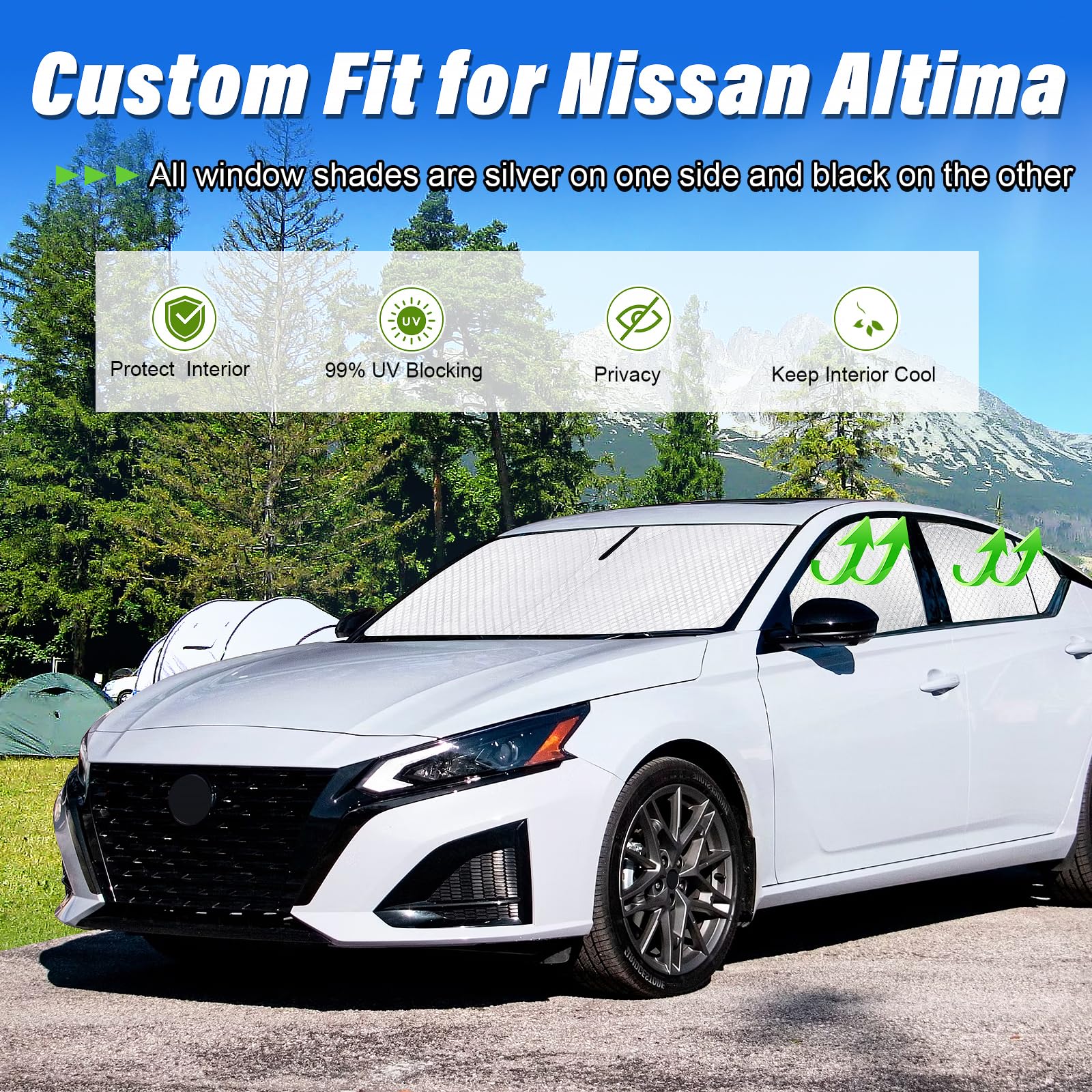 Kmf Windshield Sun Shade Replacement For Nissan Altima Accessories 2019-2024 2025, Side Window Sun Shade Cover Sun Visor Shield