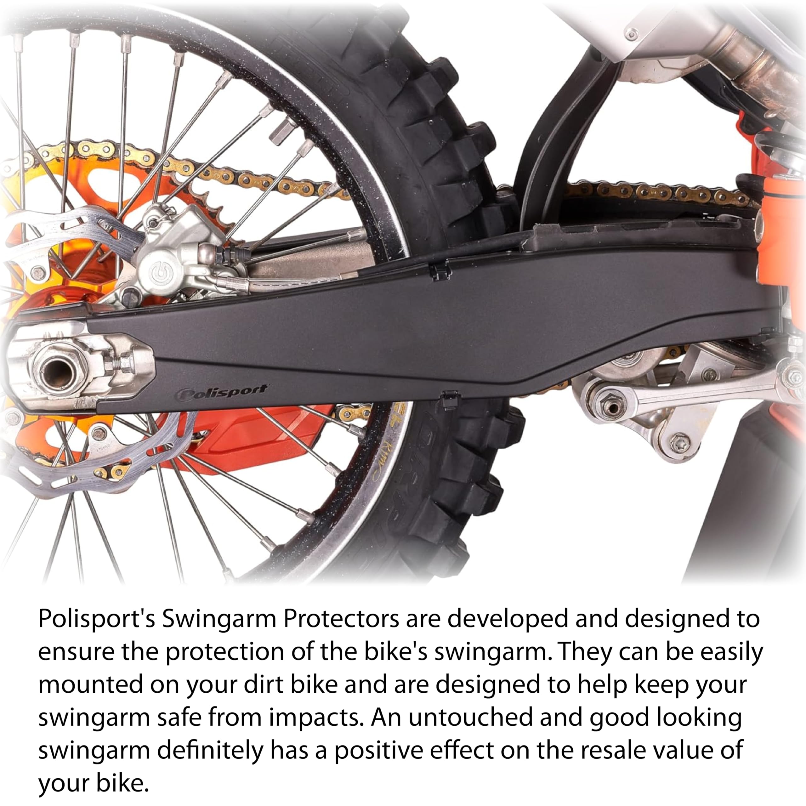 Polisport Swingarm Protector - Durable and Easy-to-Install Protection for Motorcycles (Black)