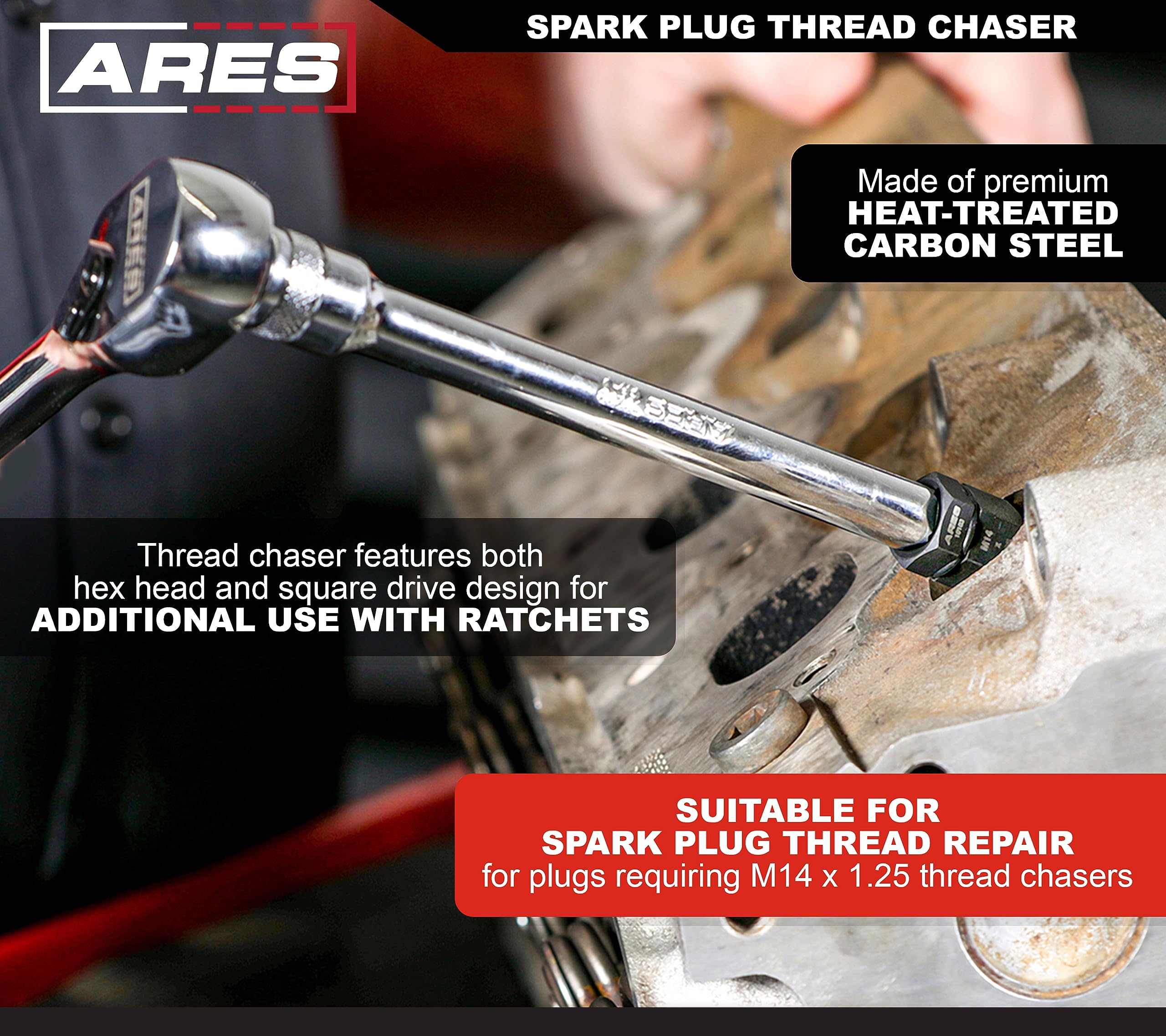 Ares 71112 - Oxygen Sensor Rethread Tool - Easily Cleans Oxygen Sensor Hole Threads - Works With M18 X 1.5Mm Spark Plug Threads