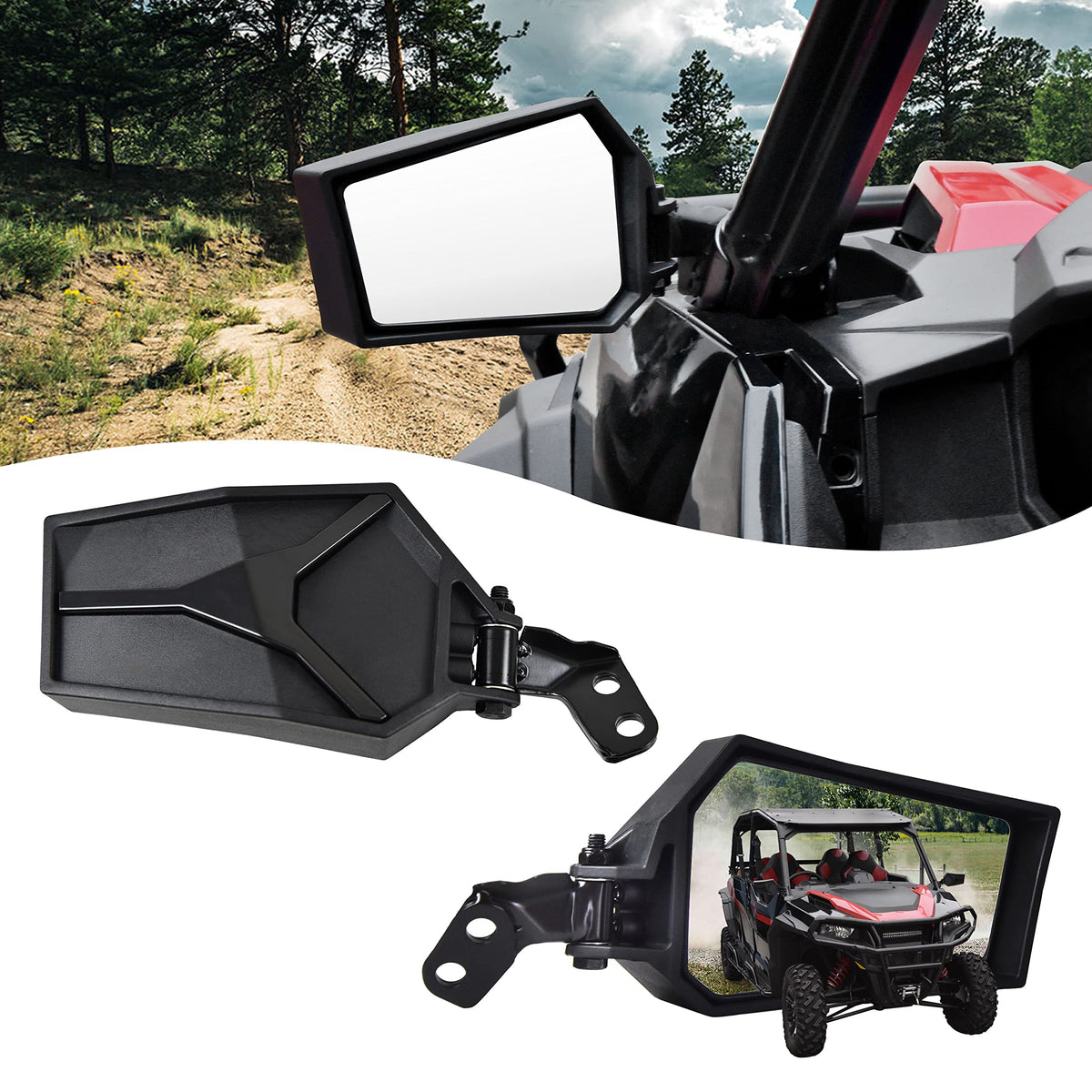 Sautvs Adjustable Rearview Side Mirrors For Polaris General Xp 1000, Folding Cle WBCARB0BP7GKV8H