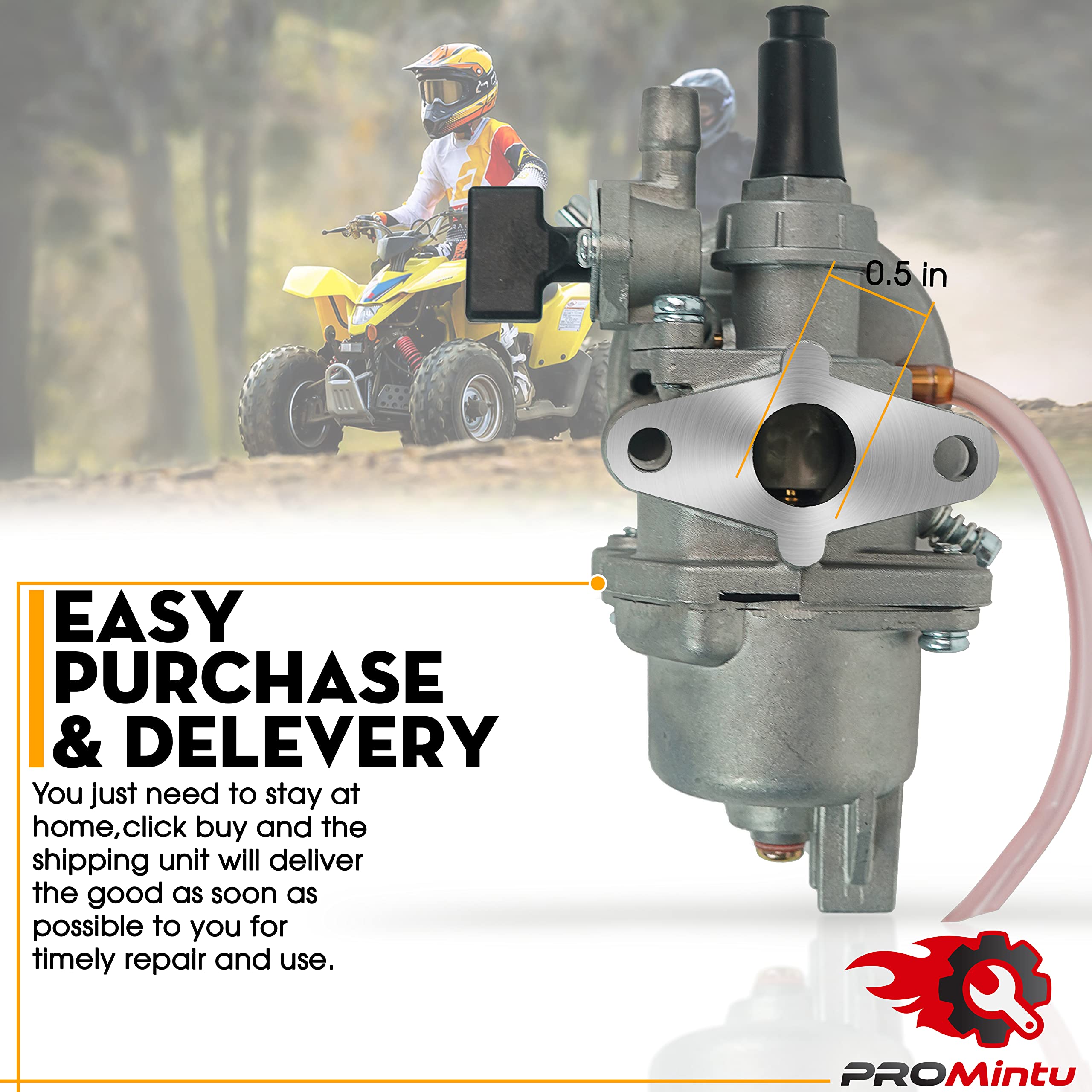 PROMintu Carburetor Carb Replaces For 50cc SYX Moto Holeshot Kids Mini Dirt Bike, 47 49cc 50cc 2 Stroke Pocket Rocket Dirt Bike