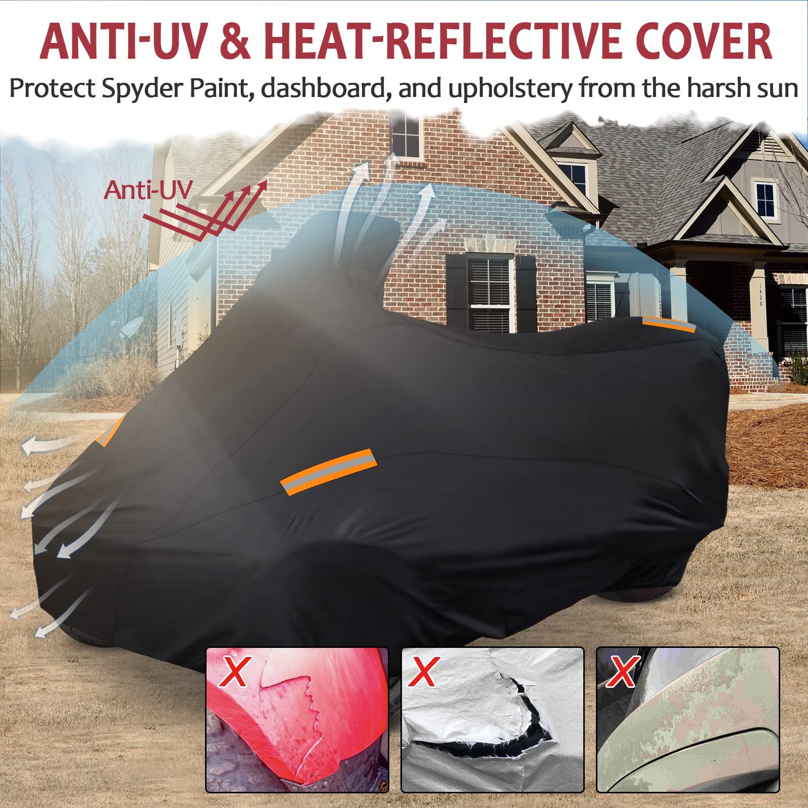 Starknightmt Spyder Full Cover, Waterproof Cover Compatible With Can Am Spyder Rt/Rt Limited 2010-2019 Spyder Accessories All Weather Protection Cover Replacement Oem 219400860