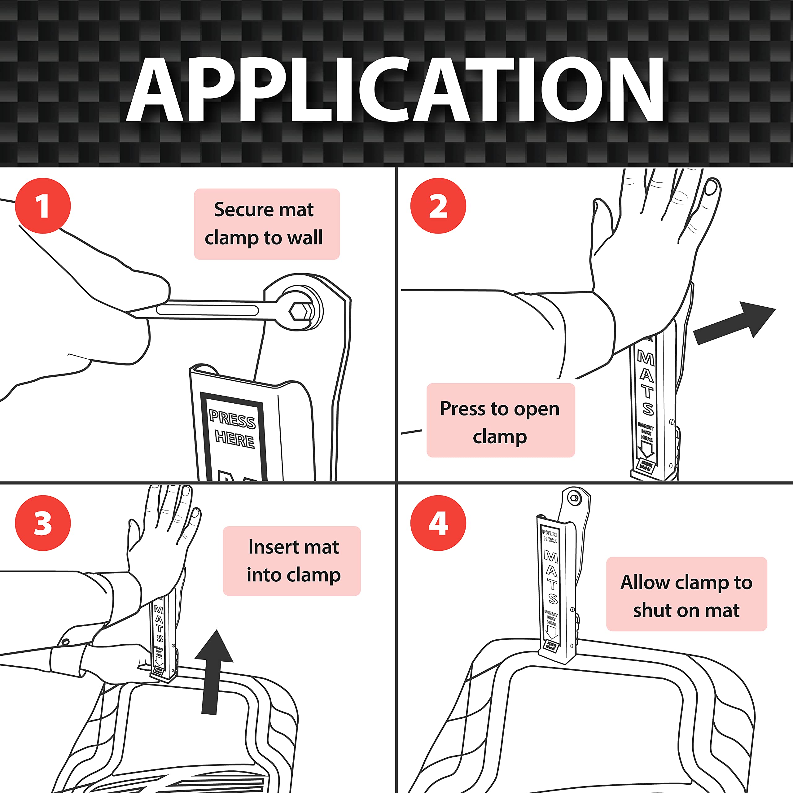 Malco Mat Clamp - Heavy Duty Aluminum Car Wash Floor Mat Hanger / Hold Your Floor Mats While You Clean Your Car / Pack Of 4 (810