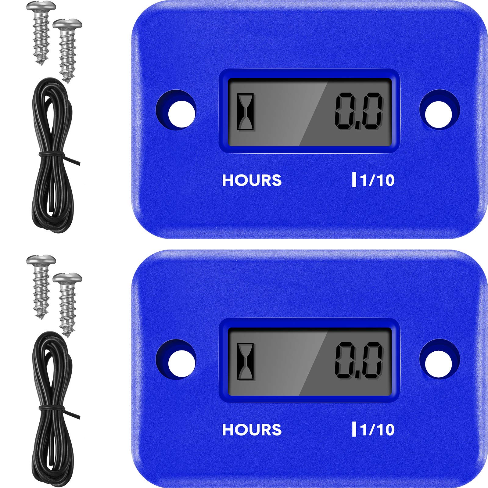 2 Pieces Inductive Hour Meter for Gas Engine Lawn Mower Dirt Bike Motorcycle Motocross Snowmobile Karting Marine ATV Boat Outboa