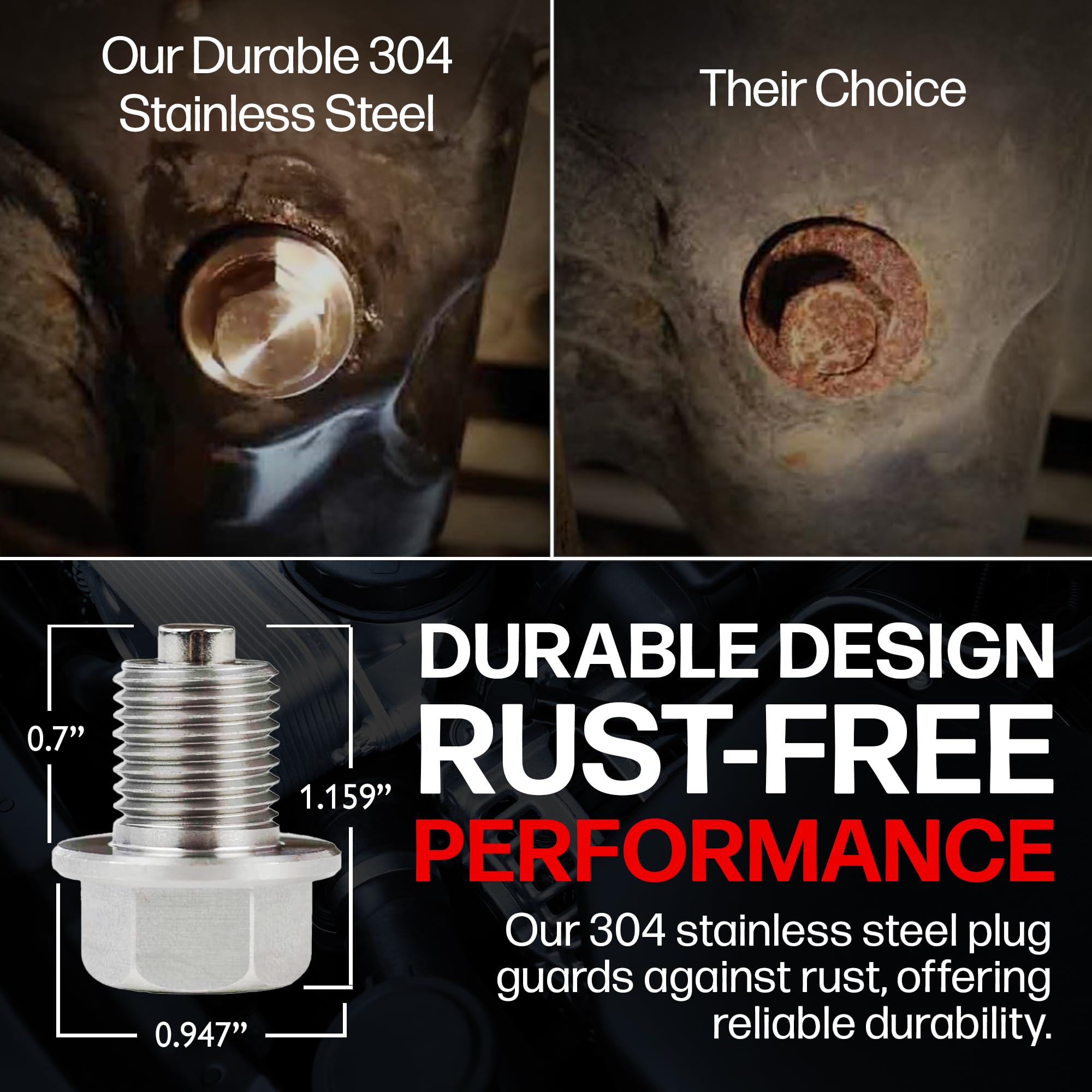 Votex - Made In Usa - M14 X 1.5Mm Magnetic Engine Oil Drain Plug Fits Acura, Audi, Chevrolet, Chrysler, Dodge, Fiat, Ford, Honda, Hyundai, Jeep, Kia, Mazda, Mercedes, Mitsubishi, Porsche, Volkswagen