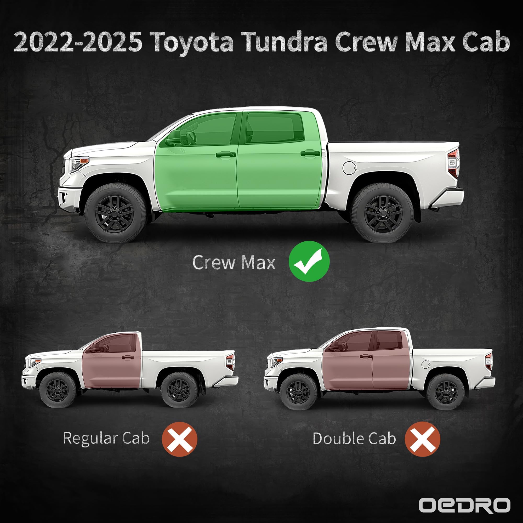 Oedro Floor Mats Fit For Toyota Tundra 2025-2022 Crewmax Cab Only, Tpe All Weather Tundra Floor Liners Custom Fit 1St & 2Nd Row