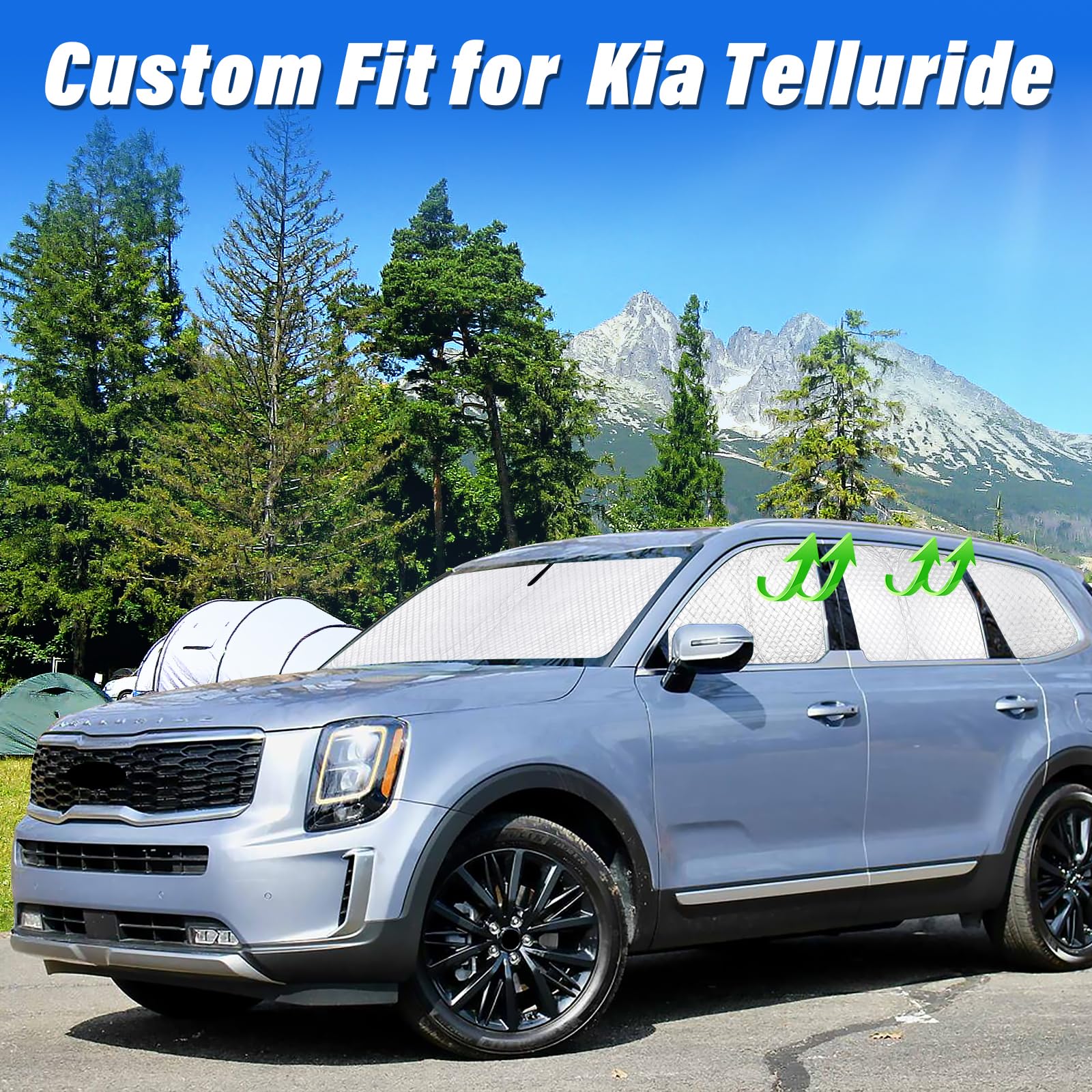 Kmf Windshield Sun Shade Replacement For Kia Telluride Accessories 2020-2024 2025, Side Window Sun Shade Cover Sun Visor Shield