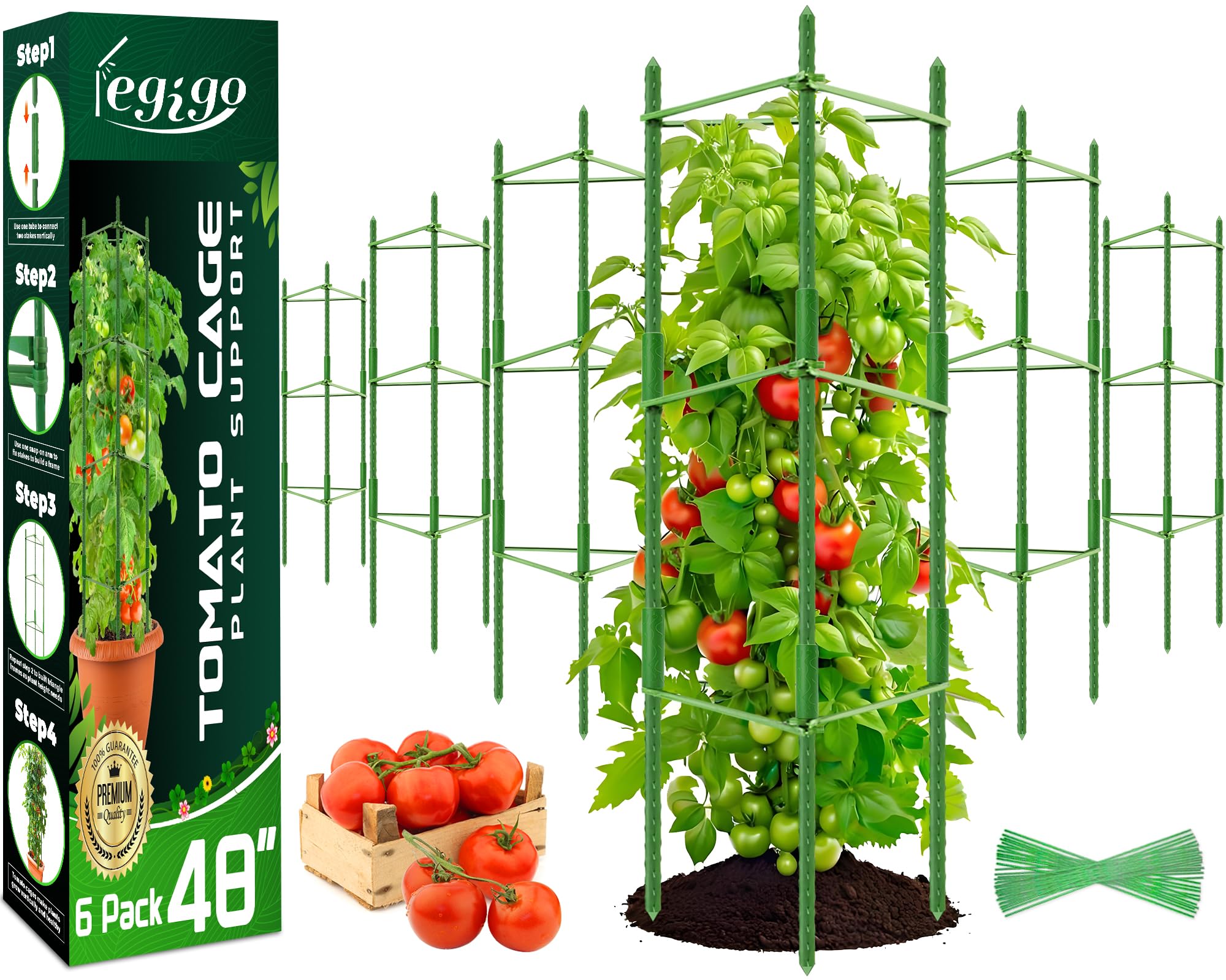 Legigo 8-Pack Tomato Cage for Garden Plant Support- Up to 48inch Garden Stakes Tomato Cage  Tomato Trellis for Potted Plants  Tomato Cages Plant Stakes for Climbing Vegetables Plants Flowers-New