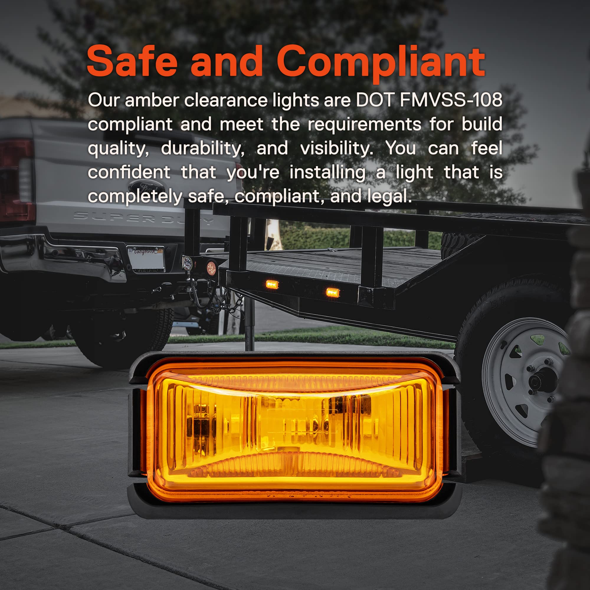 True Mods 4Pc 2.5'' Amber Led Trailer Marker Light W/Black Bezel [Dot Fmvss 108] [Sae P2Pc] [Surface Mount] [Waterproof Ip67] Si