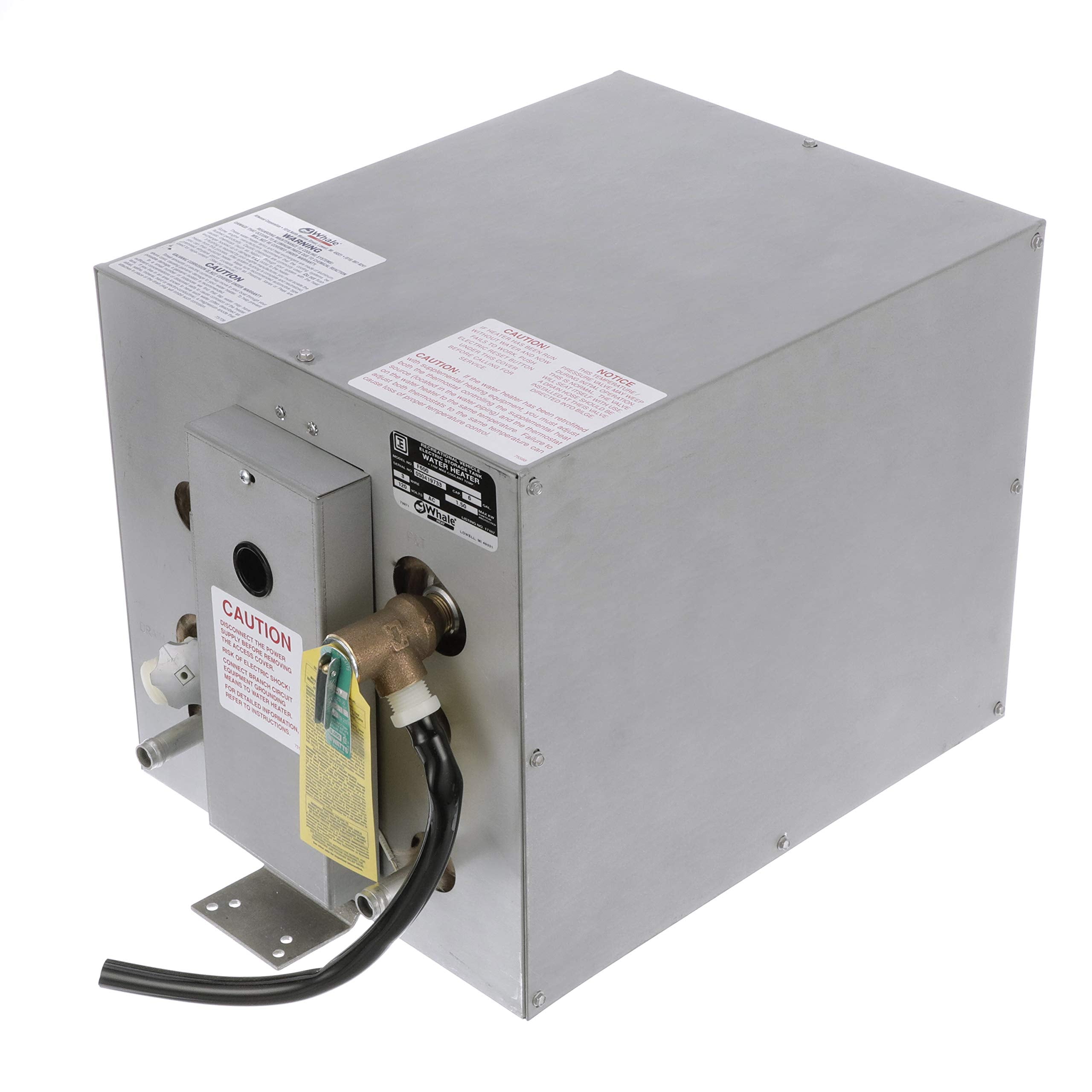 Whale F600 Water Heater, 6-Gallon Capacity, 120V, Front Heat Exchanger, 13 Inches W X 19 Inches D X 13 Inches H, Galvanized Steel