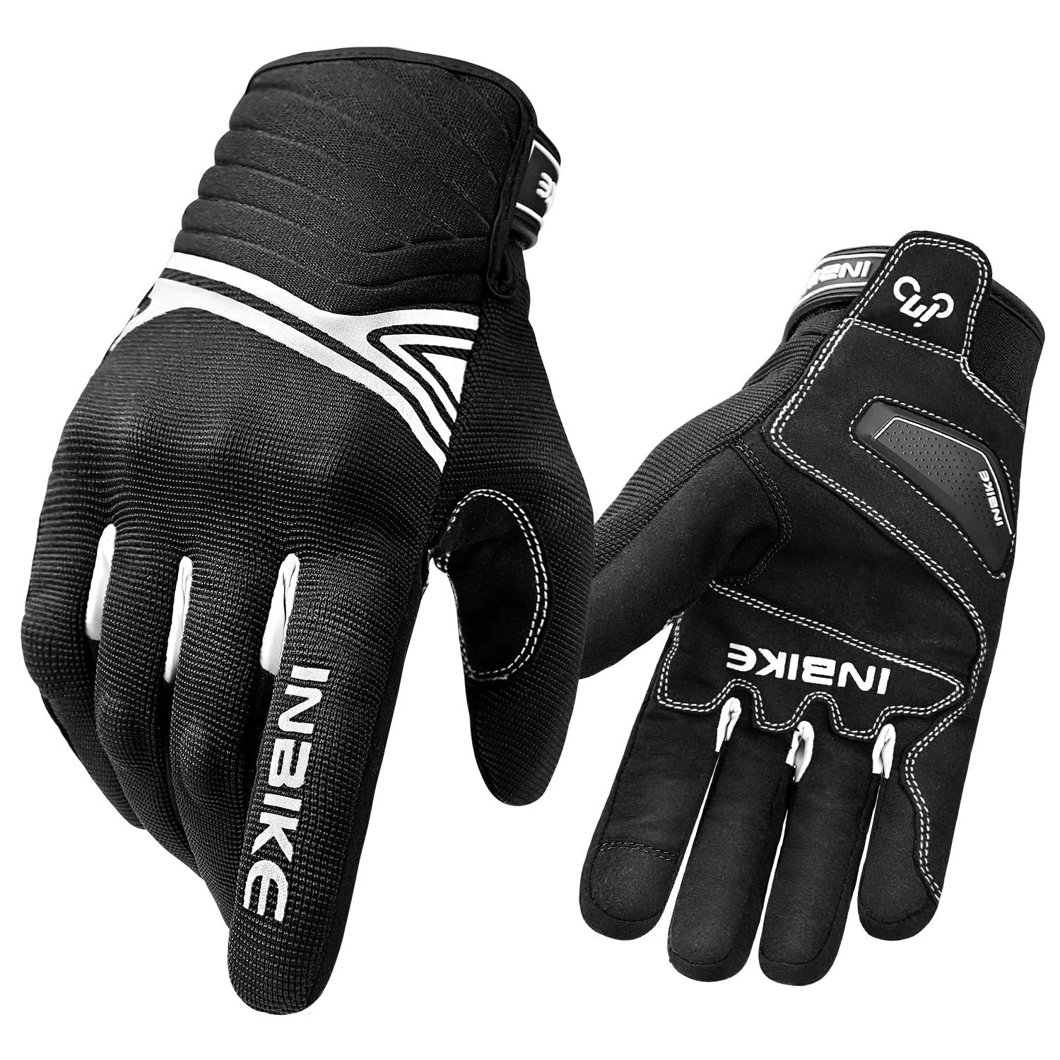 Inbike Waterproof Winter Motorcycle Gloves Thermal Fleece Touchscreen With Tpr Palm Pad Cushioning Hard Knuckle White Small