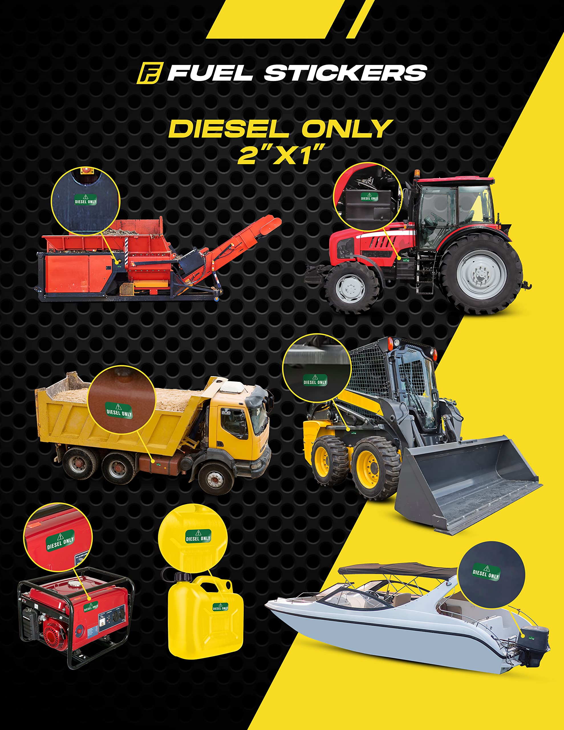 Diesel Only Sticker (Green), Labels For Tractors, Construction And Heavy Equipment - Weather Proof, Extreme Stick, Commercial Grade Diesel Labels By Fuel Stickers - Usa Made (2X1 Inch), 40 Labels