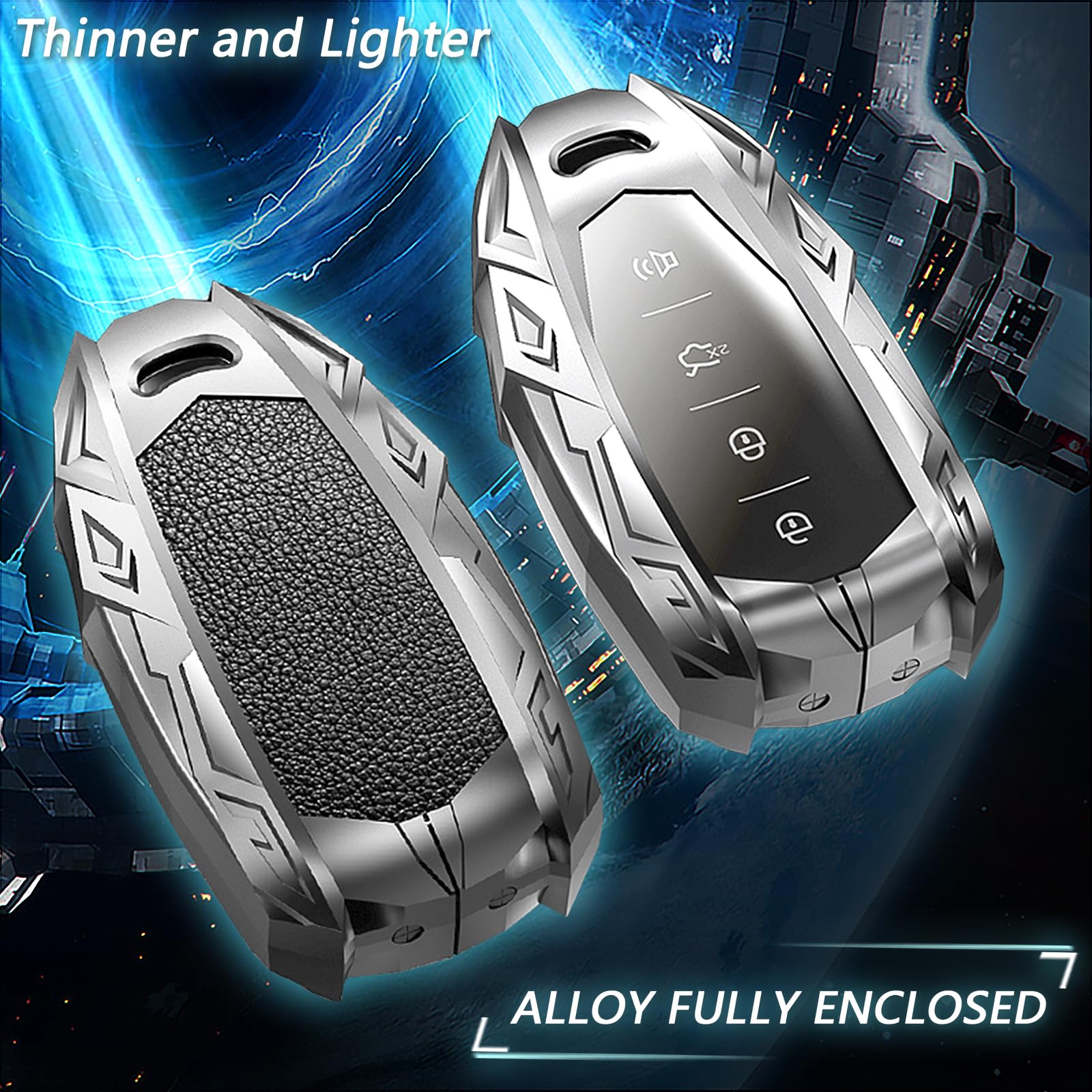 Ocezbiis For Chevrolet Key Fob Cover,Keychain,Zinc Alloy Protection Car Key Shell Case Compatible With Chevy Holder Smart Remote