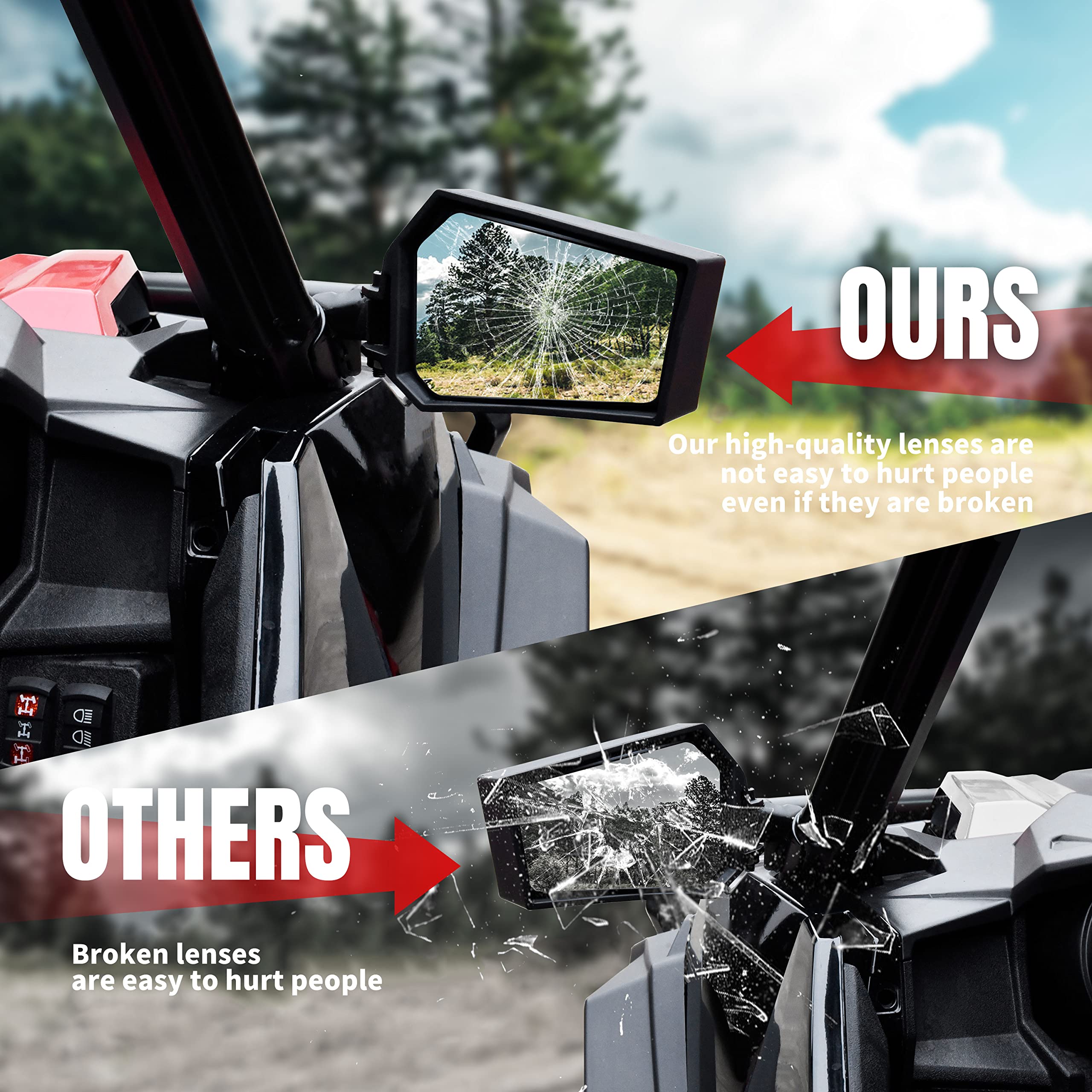 Sautvs Adjustable Rearview Side Mirrors For Polaris General Xp 1000, Folding Clear Rear View Side Mirrors For Polaris General 1000/4 1000 / Xp 1000 / Xp 4 1000 2016-2024 Accessories(2Pcs)