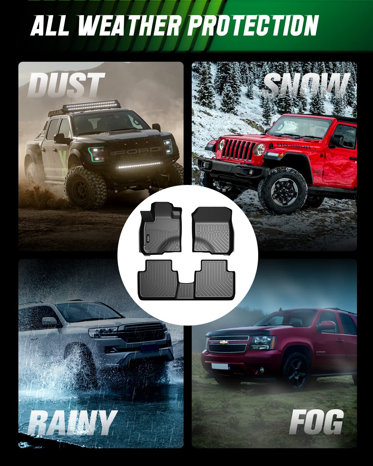 VIWIK Floor Mats for Honda CR-V 2017-2022 Car Mats All Weather Custom Floor Liners Full Set Include 1st and 2nd Row Front & Rear