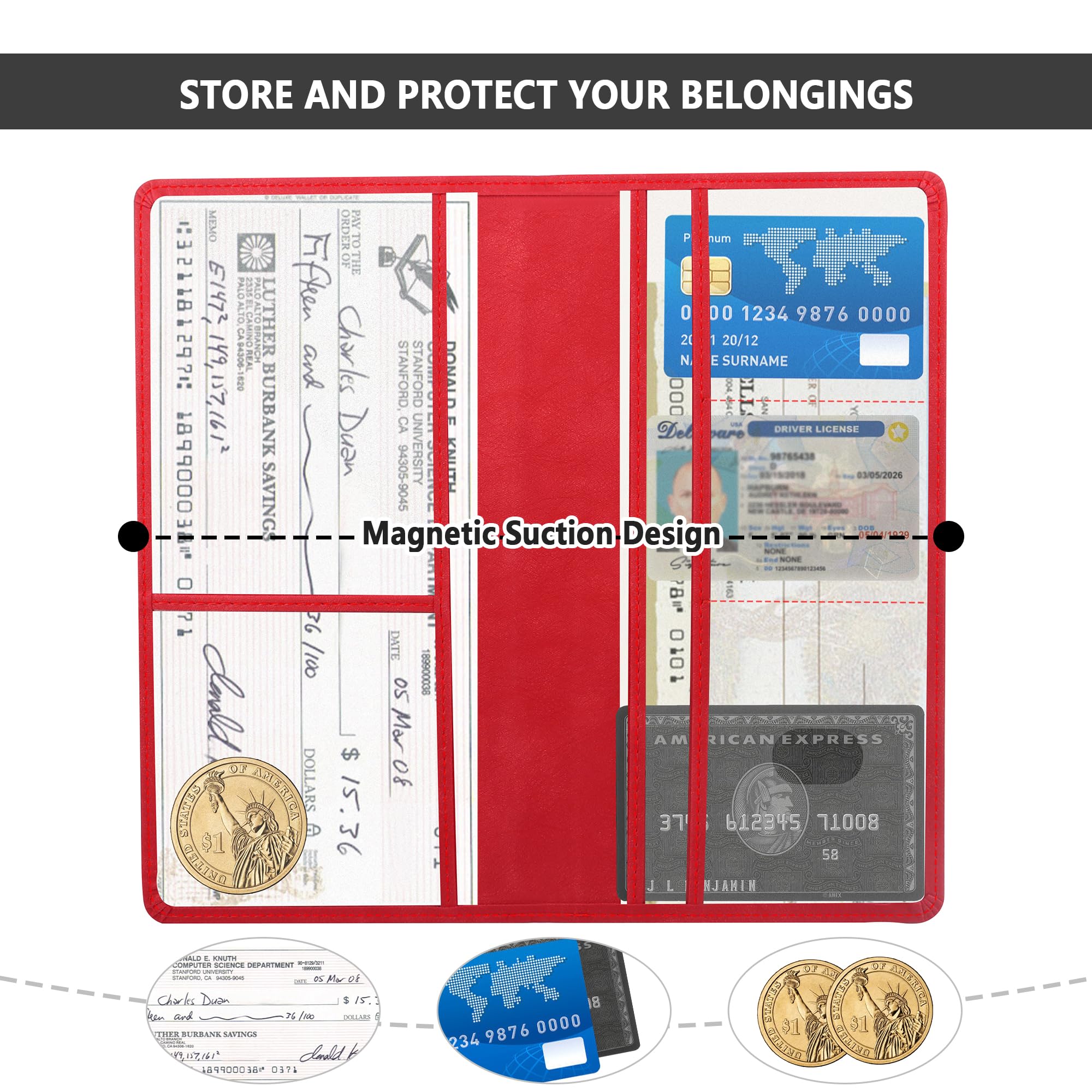 Car Registration and Insurance Holder,PU Leather Car Glove Box Organizer Car Document Holder for ID,Driver's License,Universal C