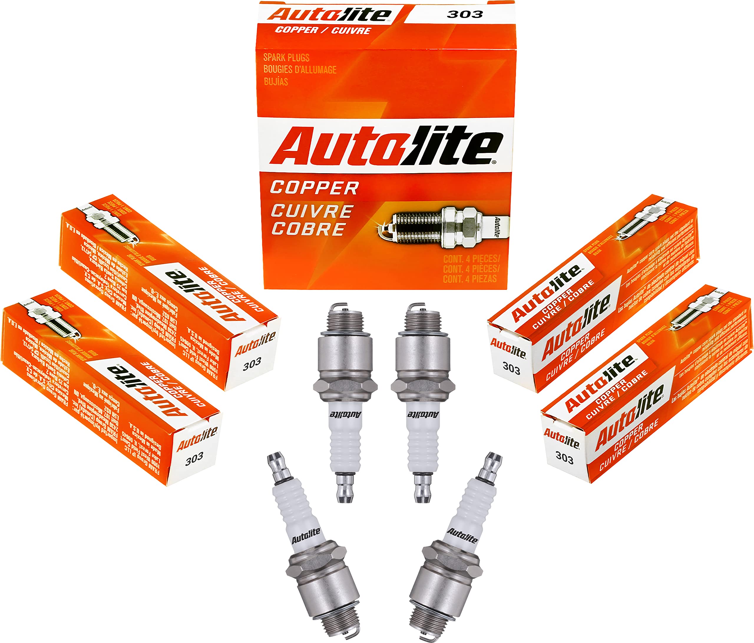 Autolite 303 Copper Resistor Automotive Replacement Spark Plugs (4 Pack)