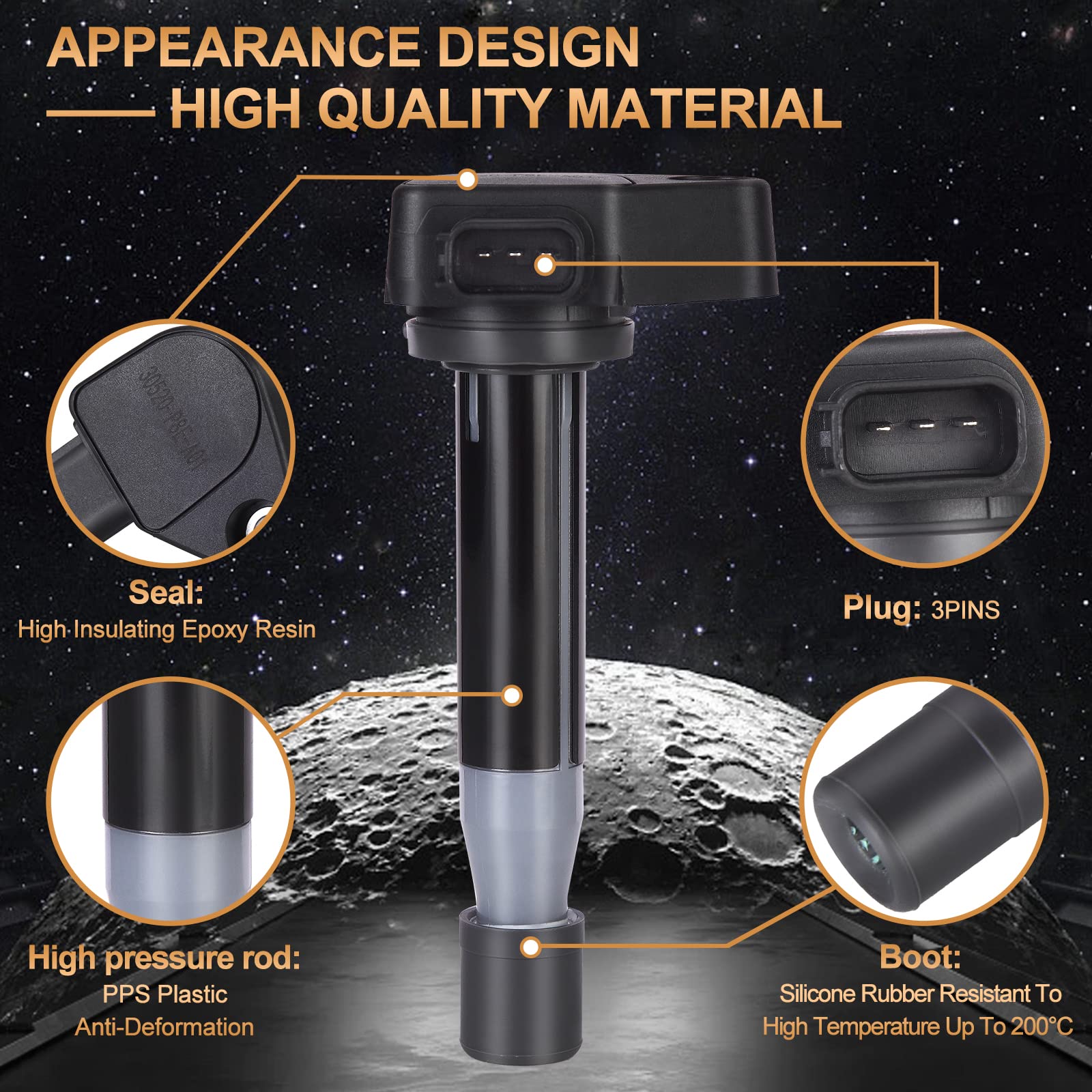 Ignition Coil Pack Compatible With Honda Acura Saturn Accord Odyssey Mdx Tl Rl Vue 3.0L 3.2L 3.5L V6 Replace# Uf242 Gn10168 C-51