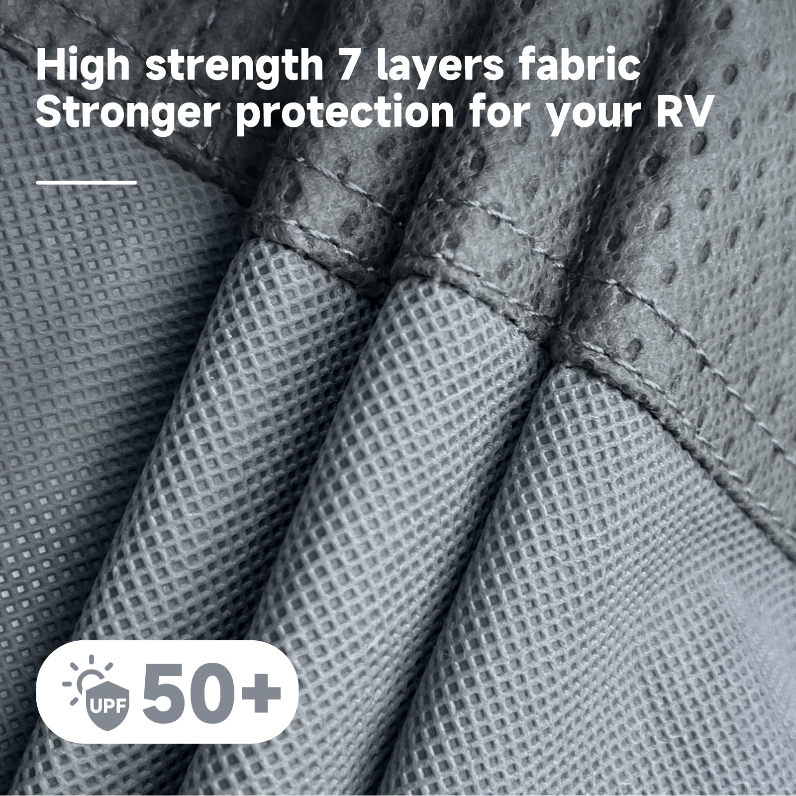 5Th Wheel Cover: Extra-Thick 7 Layers Top, Fits 40'-44' Rv, Heavy Duty Waterproof Anti-Uv 5Th Wheel Rv Cover, With Gutter Cover