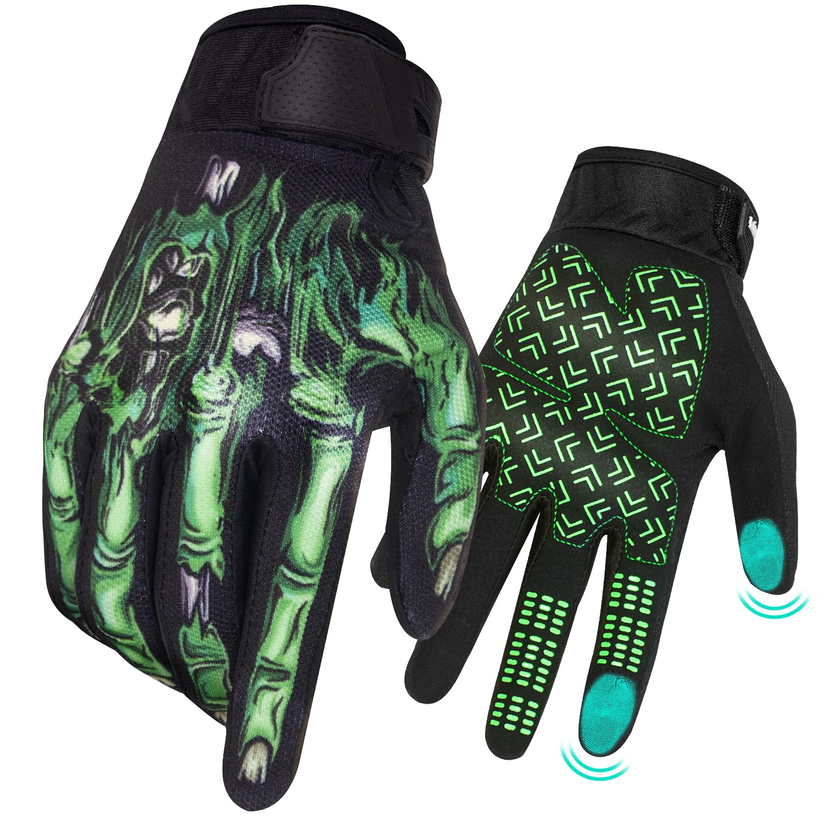 Rigwarl Motorcycle Gloves For Men And Women Touchscreen, Breathable Skeleton Dirt Bike Glove Non-Slip, Designed Riding Gloves Mo