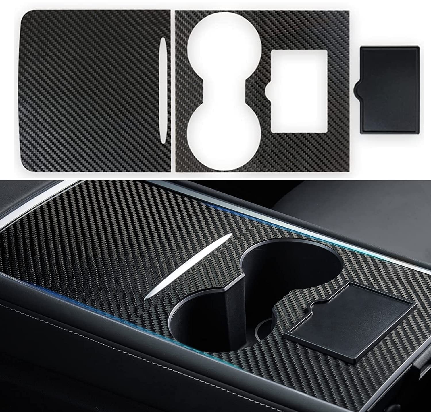 Nestour 2021 2022 2023 Tesla Model 3 Model Y Center Console Wrap Cover Kit, Ultra Slim, Non-Trace Remove Center Console Protecto