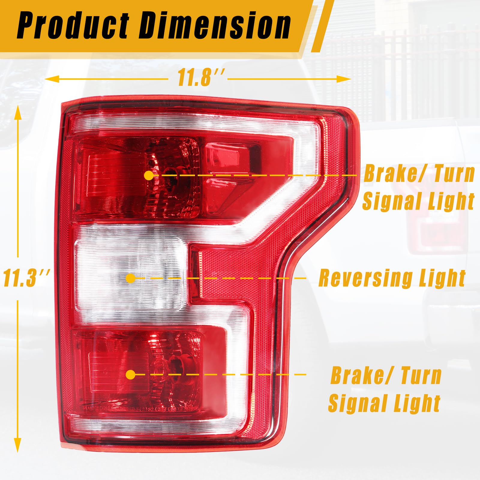 Boine F150 Tail Light Compatible With 2018 2019 2020 Ford F150 F-150 Left Driver Side Rear Light Brake Lamp - Bulb And Harness I