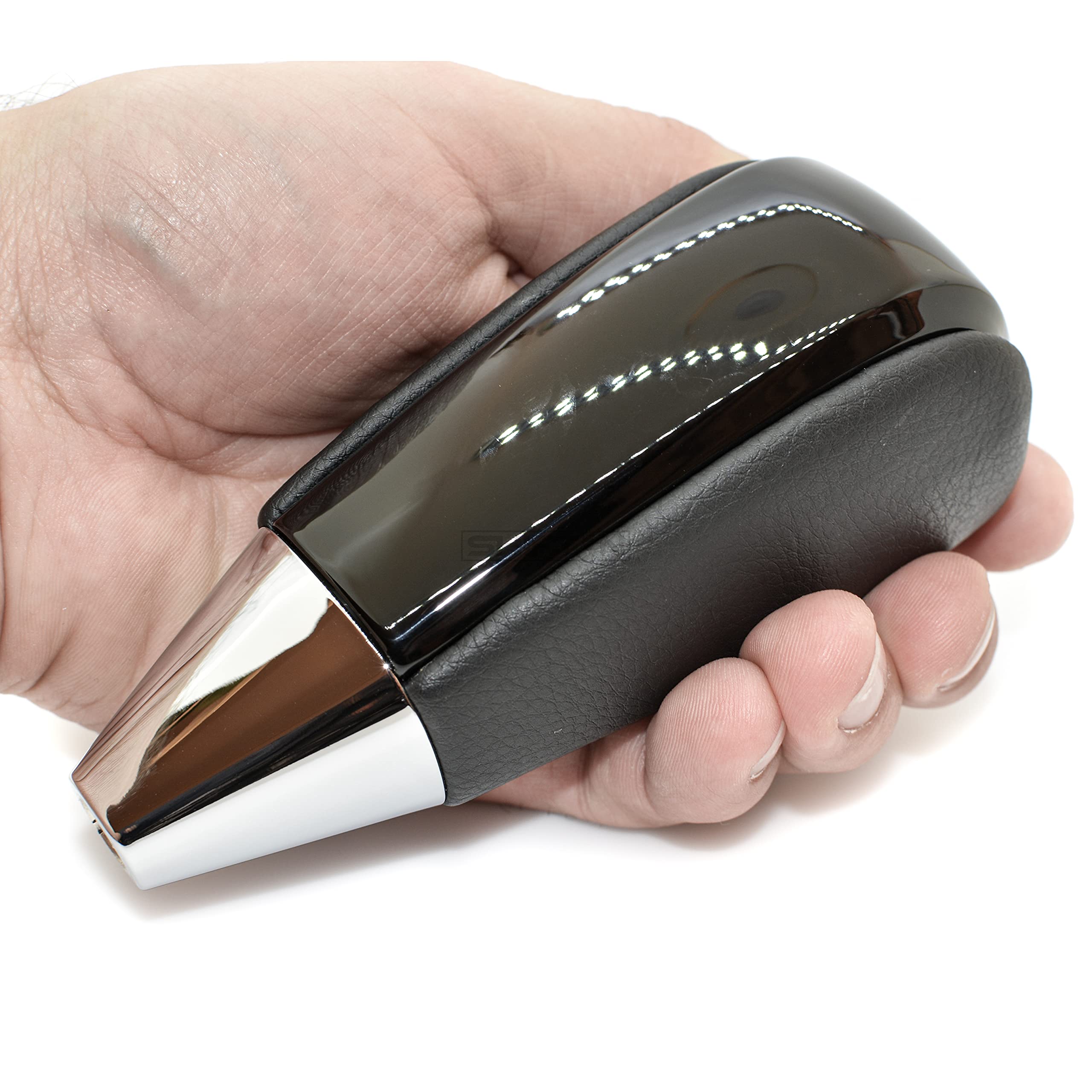 SHIFTIN Black Leather Piano Gear Shift Knob for Toyota Land Cruiser 4Runner Sequoia Tundra and Lexus LX (Black Leather/Piano Bla