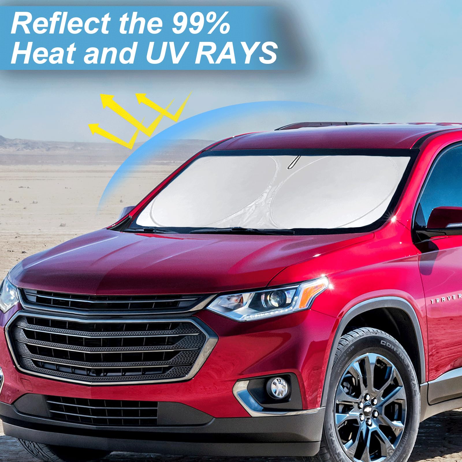 Sunshade For Chevrolet Traverse Windshield Sun Shade Cover Custom Fit 2018-2024 2025 Chevy Traverse Ls, Lt, Rs, Redline, Premier
