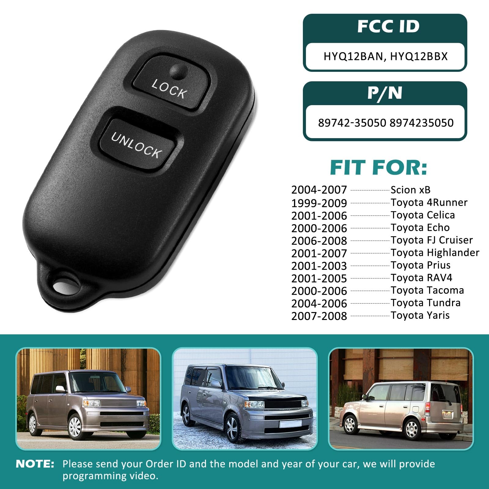 Key Fob Shell Fit For Toyota 4Runner Tundra Rav4 Highlander Celica Echo Yaris Prius Tacoma Fj Cruiser, For Scion Xb Keyless Car