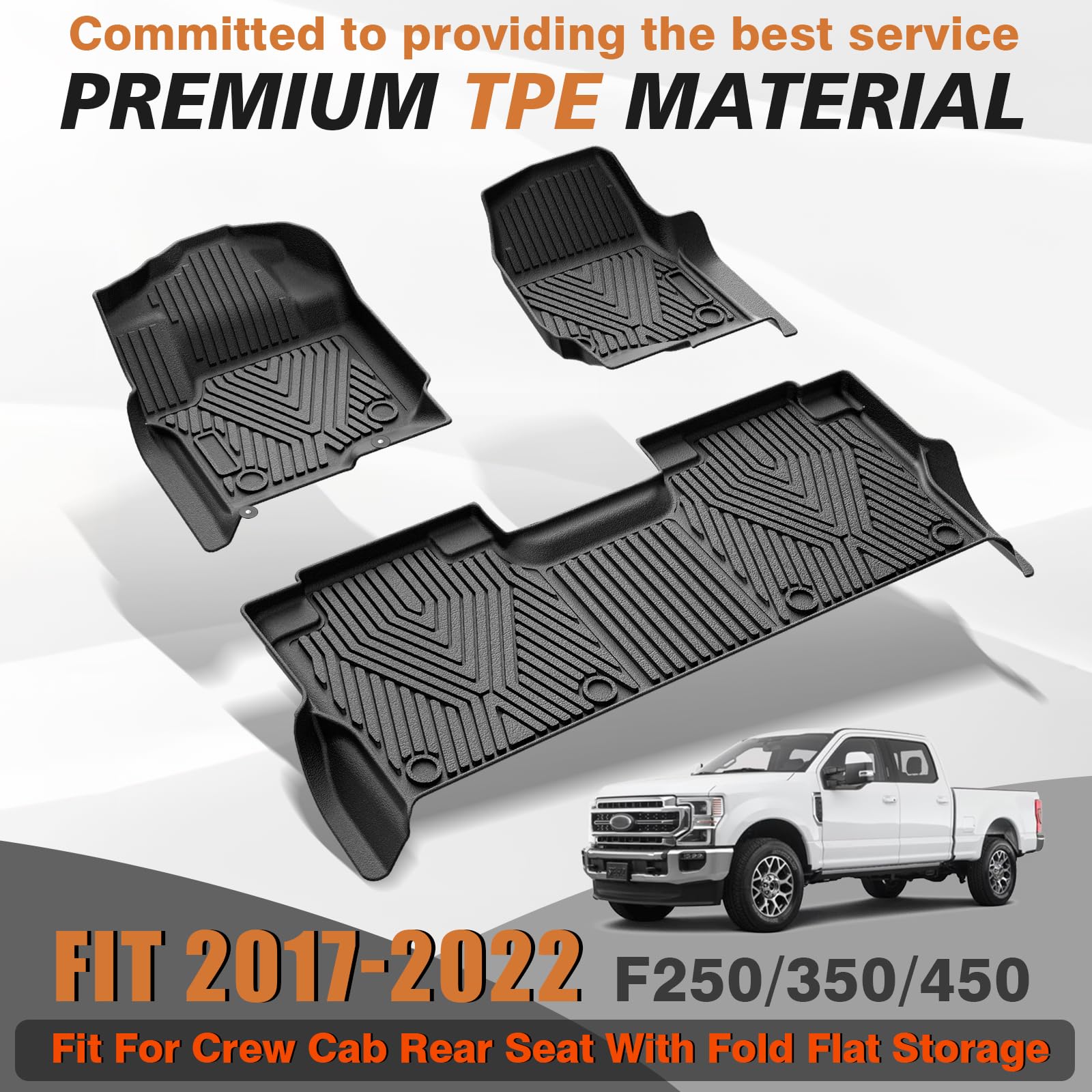Triplealiners Floor Mats Compatible With Ford 2017-2022 F250/F350/F450 Floor Mats Super Duty Accessories Crew Cab 1St & 2Nd Row