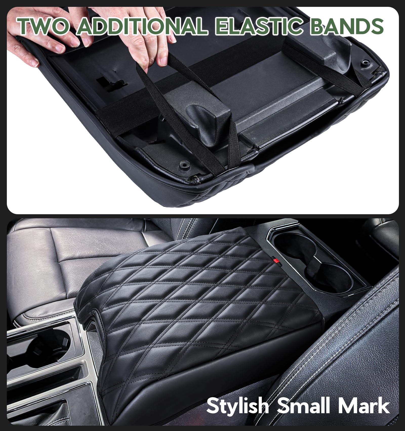 Sinvanho Center Console Cover Compatible With Ford F150 2015-2020, F250 F350 F450 2017-2022, Expedition 2018-2024, Pu Leather Ar