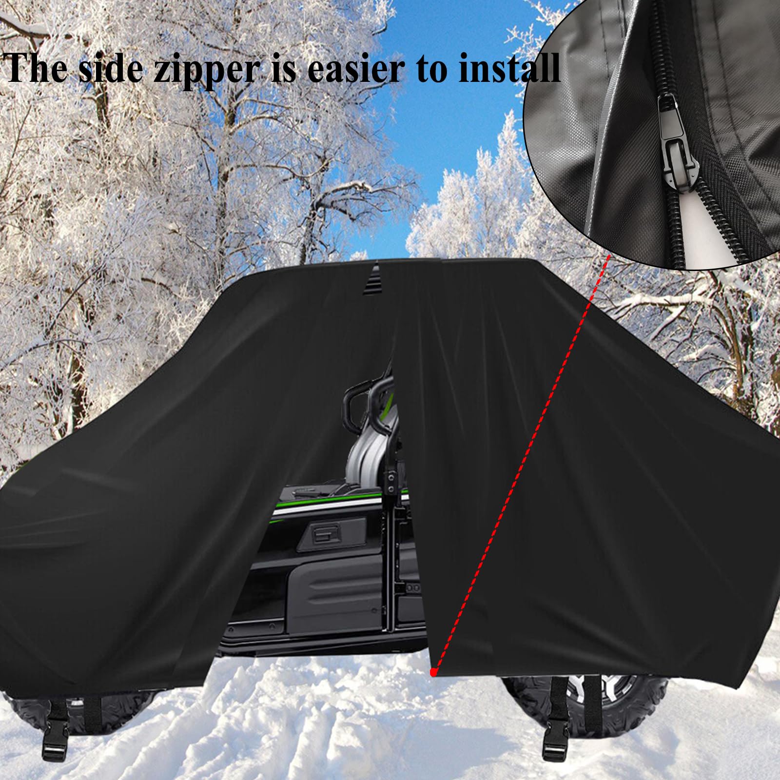 Chikia Utv Cover 4 Seater Compatible With Can Am Polaris Cfmoto Commander Defender Maverick X3 Max Ranger Crew 570 1000 900 Xp General Rzr Uforce 1000 Xl 420D Windproof With Zipper Straps