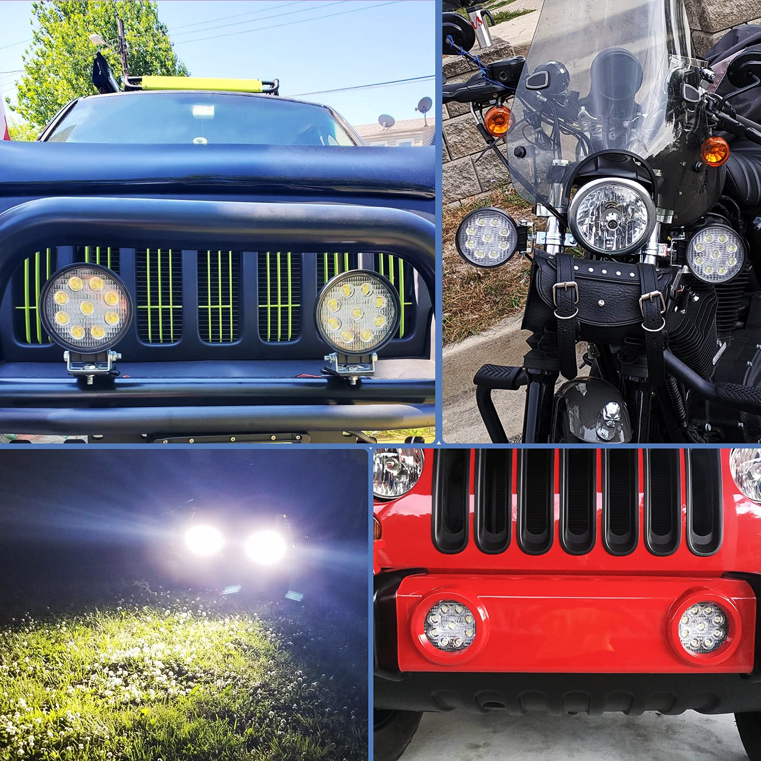 Nilight 15016F-C Led 4Pcs 4.5'' 27W 3000Lm Round Flood Light Pod Off Road Fog Driving Roof Bar Bumper For Jeep,Suv Truck, Hunter