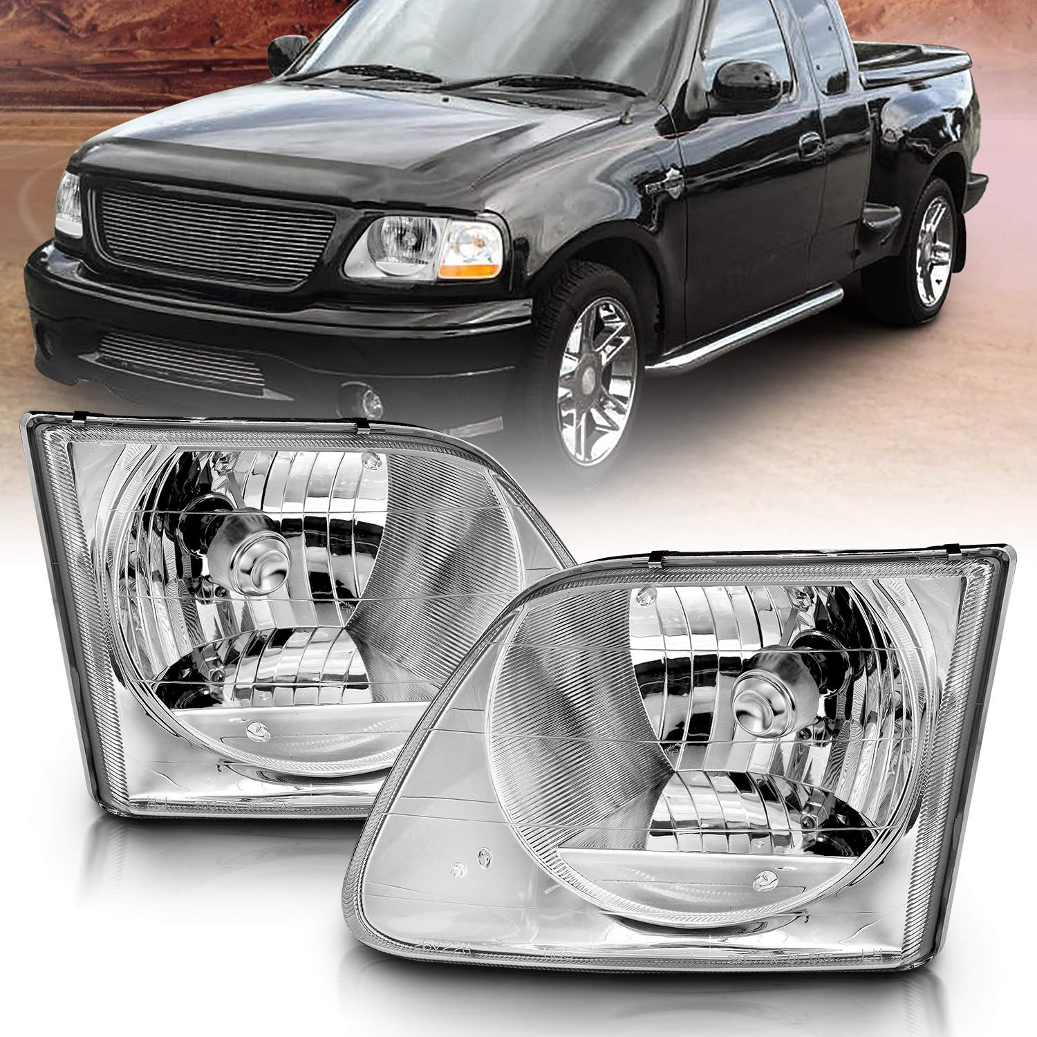 Amerilite Headlights Lighting Style Set For Ford F-150 / Expedition - Passenger And Driver Side