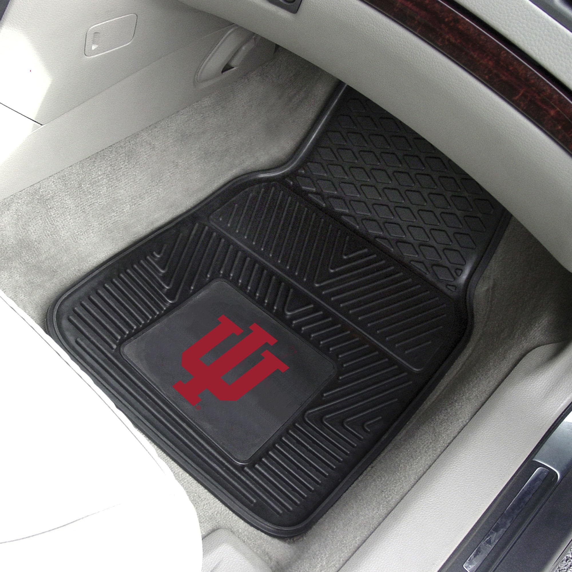 Fanmats 8995 Indiana Hooisers 2-Piece Heavy Duty Vinyl Car Mat Set, Front Row Floor Mats, All Weather Protection, Universal Fit, Deep Resevoir Design