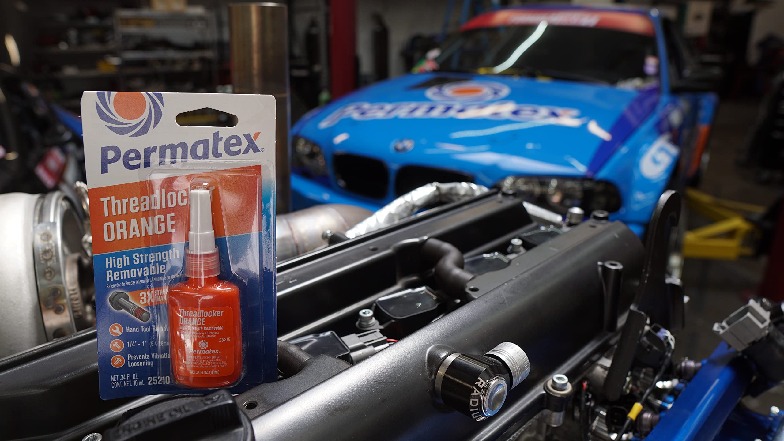 Permatex 25210 High Strength Removable Threadlocker Orange Liquid, 10 Ml