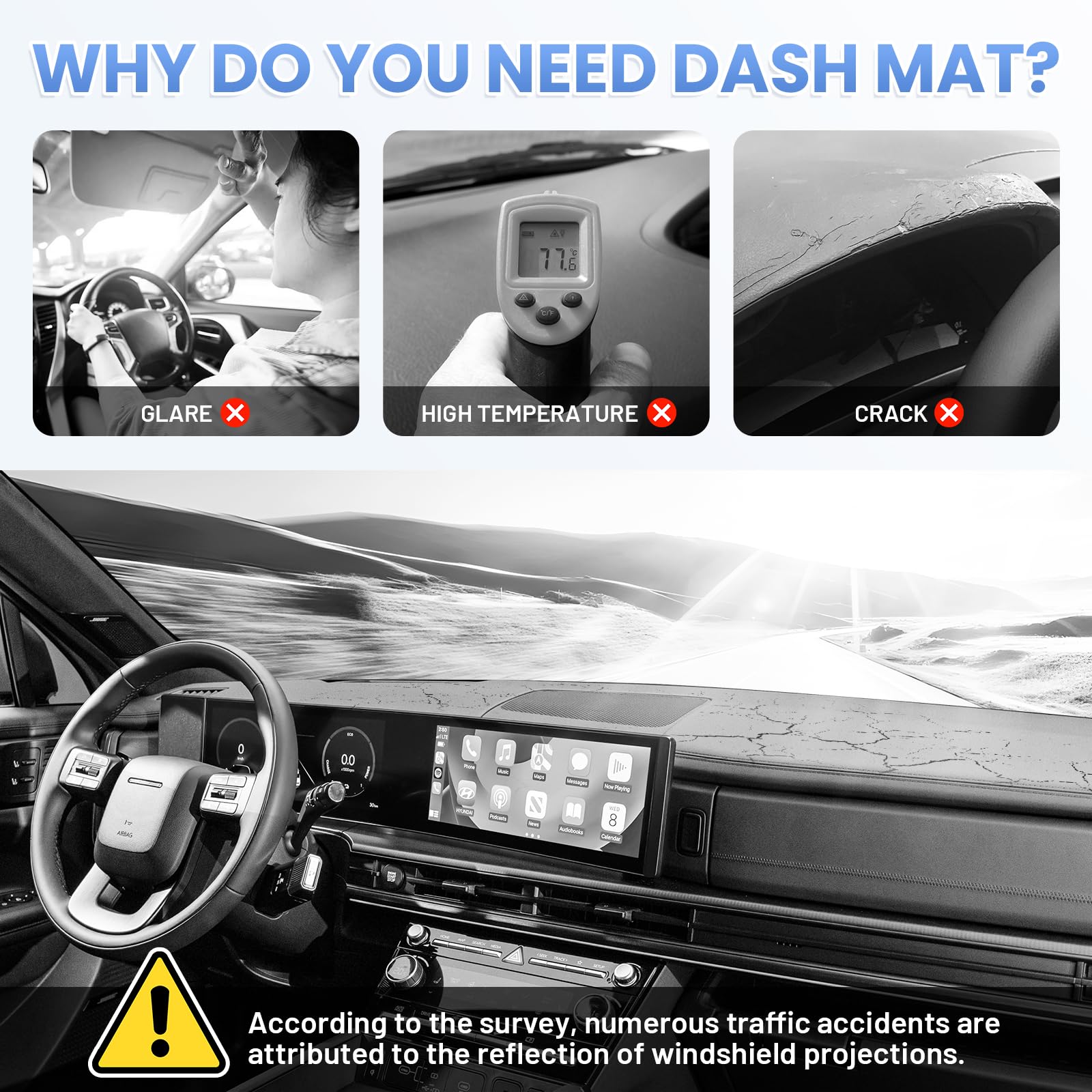 Sunsdrew Custom Fit Dash Cover For 2024 2025 Hyundai Santa Fe Mx5 Dashboard Cover Mat For Santa Fe Accessories Sunshade Nonslip