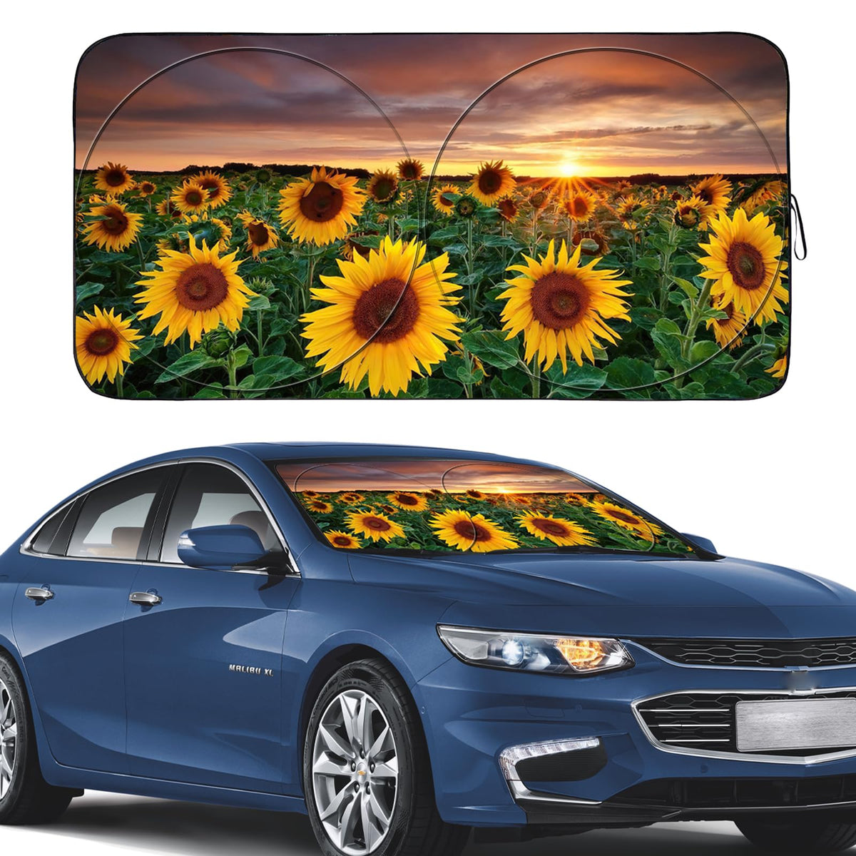 Gven Sun Shade For Car Windshield, Foldable Sunflower Vehicle Sun Visor For Car Windshield Sun Shade Heat Reduction Blocks Uv Ra