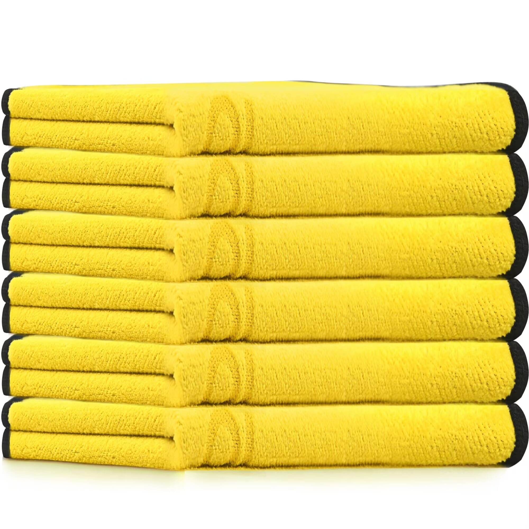 SoLiD 6 Pack Multipurpose Plush Microfiber Edgeless Cleaning Towel for Household and Car Washing, Drying, Detailing